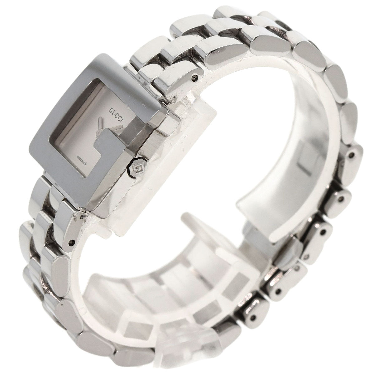 GUCCI Watches Quartz 3600L Stainless Steel , Stainless Steel Silver G Square Silver dial Women