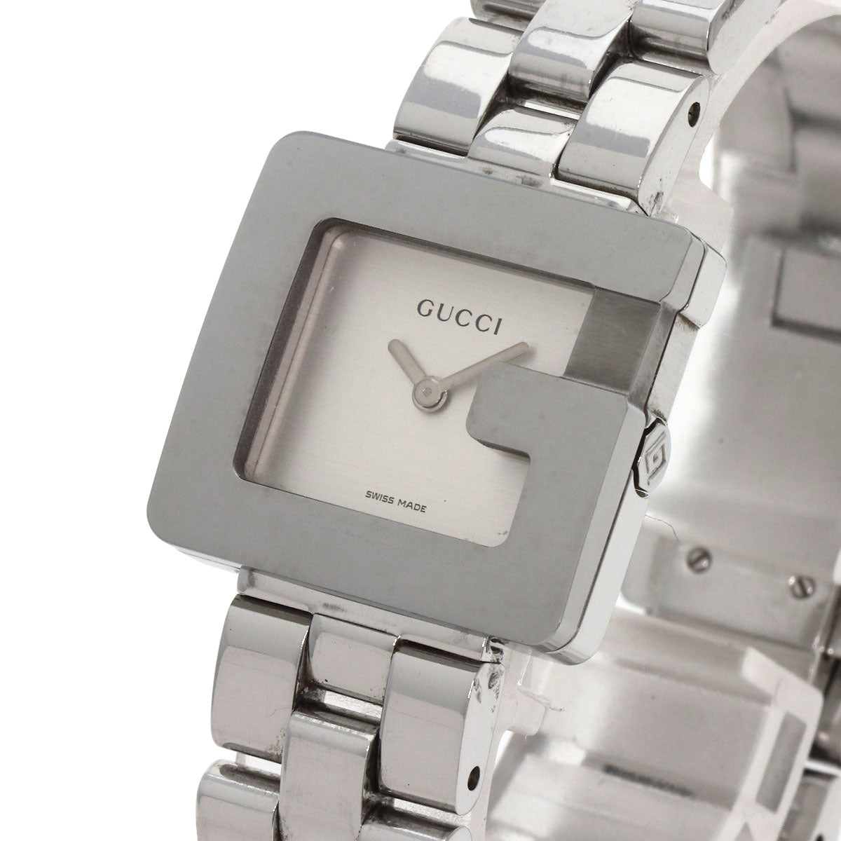GUCCI Watches Quartz 3600L Stainless Steel , Stainless Steel Silver G Square Silver dial Women