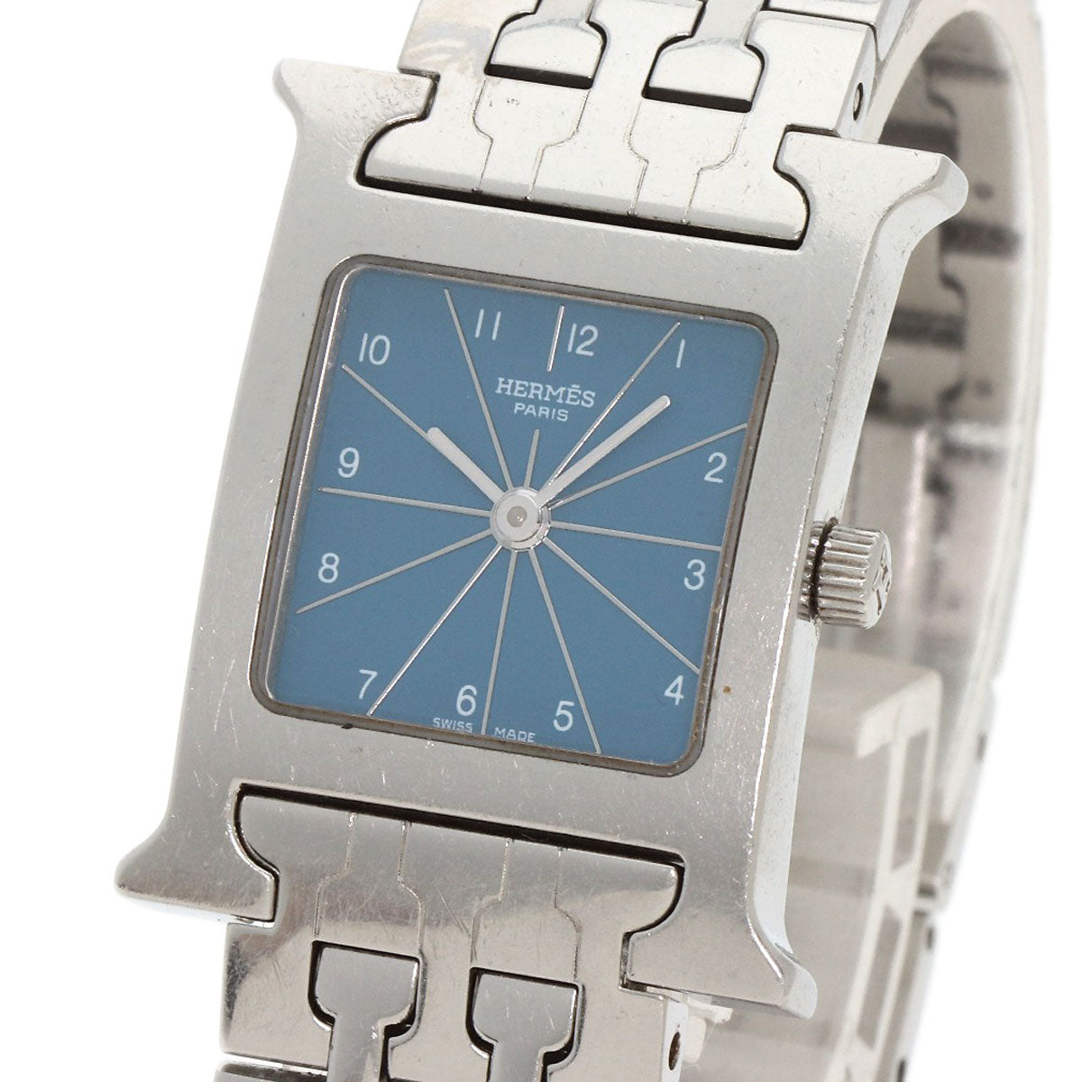 HERMES Watches Quartz HH1.210 Stainless Steel , Stainless Steel Silver H Watch Blue Gene Blue gene dial Women