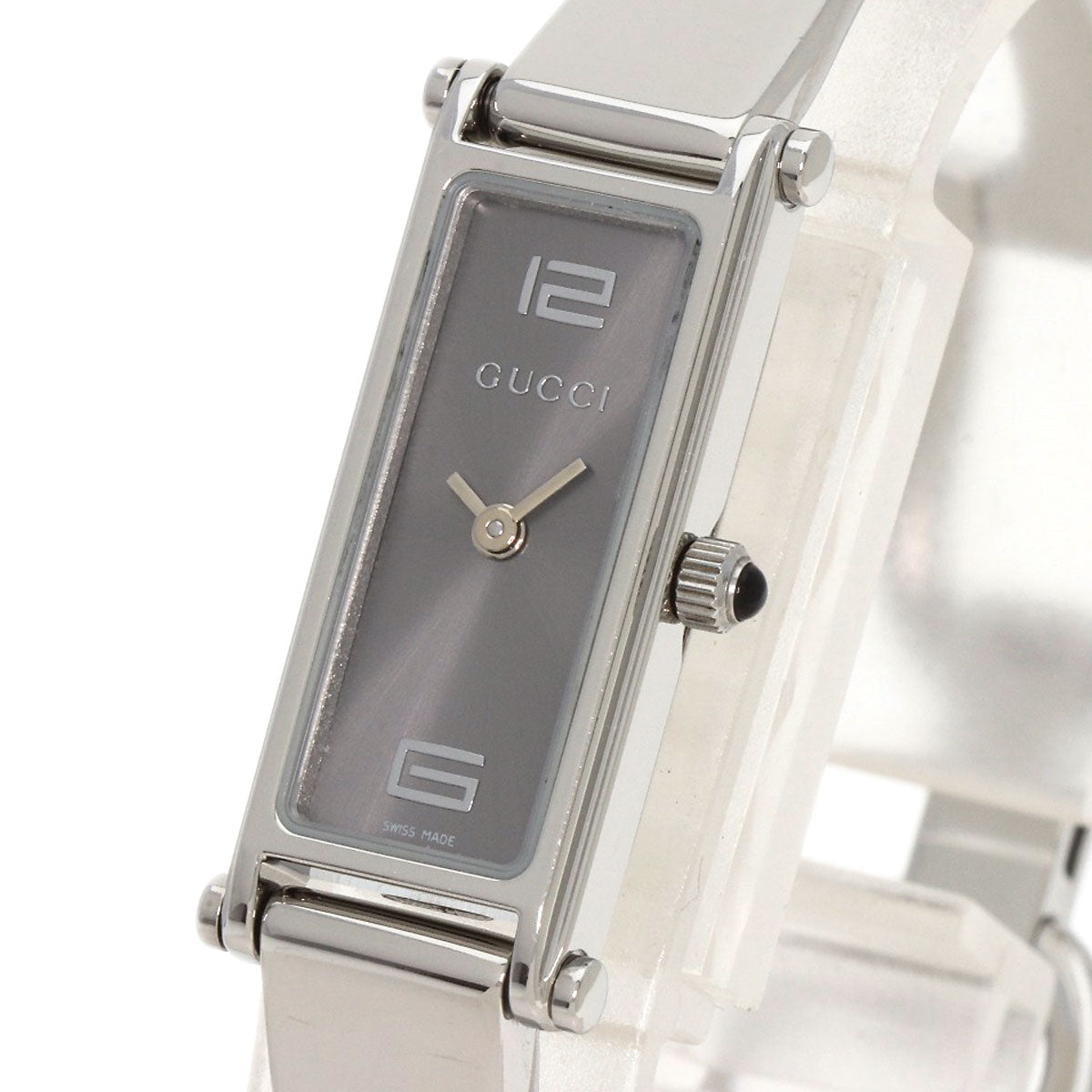 GUCCI Watches Quartz 1500L Stainless Steel , Stainless Steel Silver Square face Silver dial Women