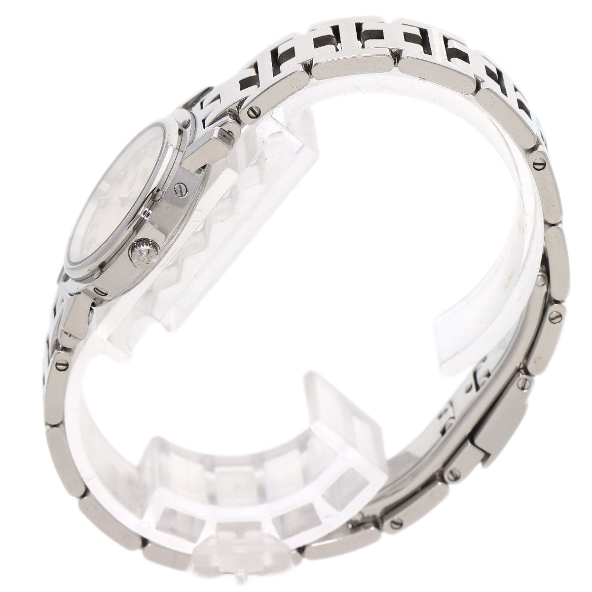 HERMES Watches Quartz CL4.210 Stainless Steel , Stainless Steel Silver Clipper Nacle New Buckle Pink shell dial Women