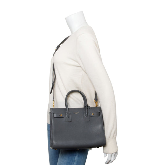 Saint Laurent 2022 Grey Grained Leather Baby Sac De Jour