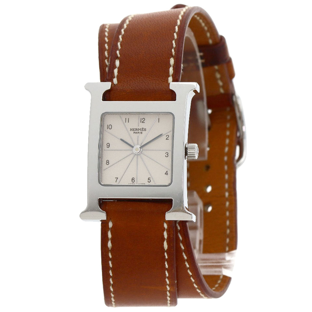 HERMES Watches Quartz HH1.210 Stainless Steel, Leather Silver H watch Deburuturu Silver dial Women
