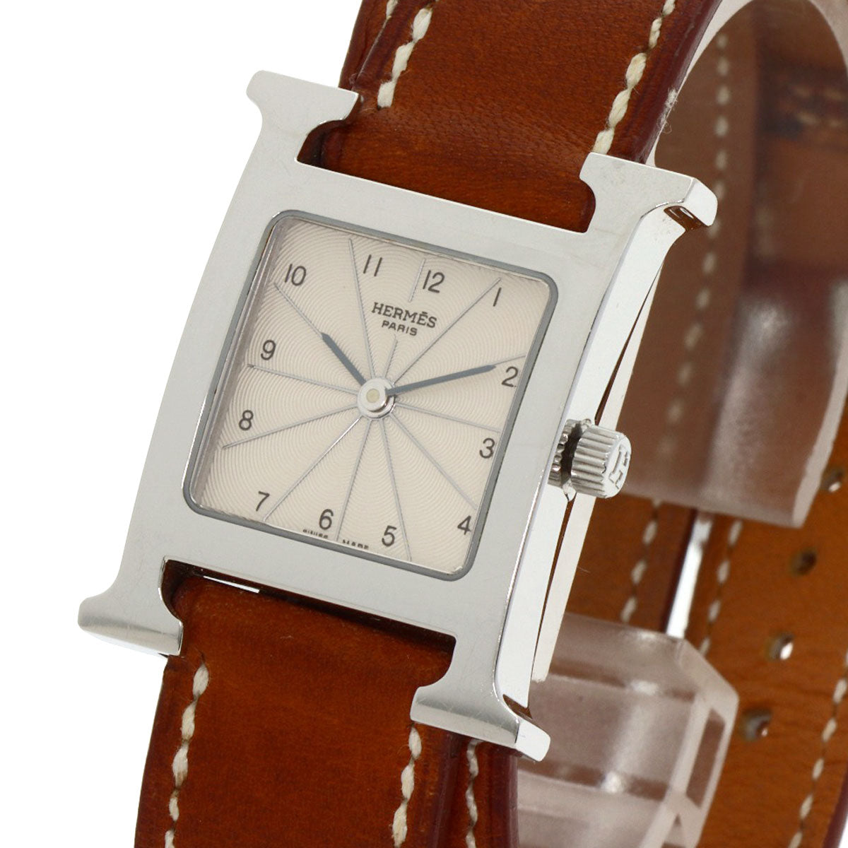 HERMES Watches Quartz HH1.210 Stainless Steel, Leather Silver H watch Deburuturu Silver dial Women