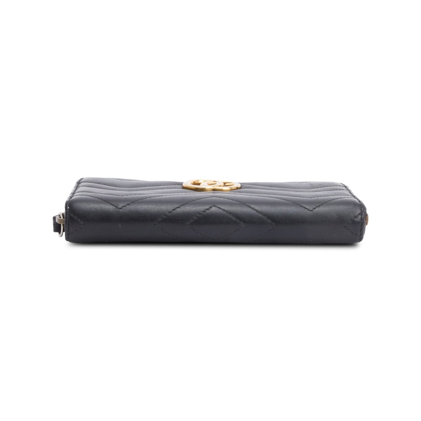 Gucci Black GG Marmont Matelasse Leather Zip Around Wallet