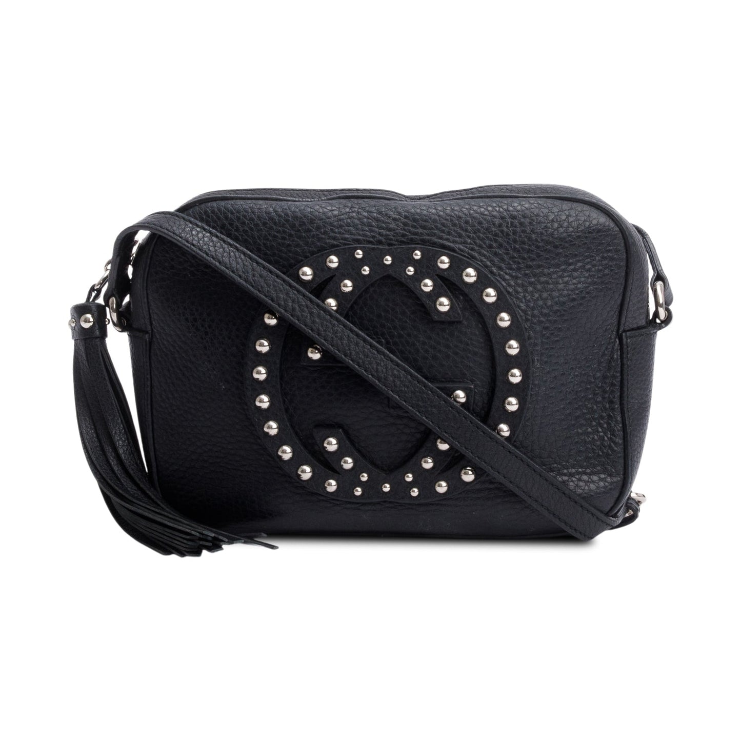 Gucci Black Pebbled Calfskin Leather Studded Small Soho Disco Bag
