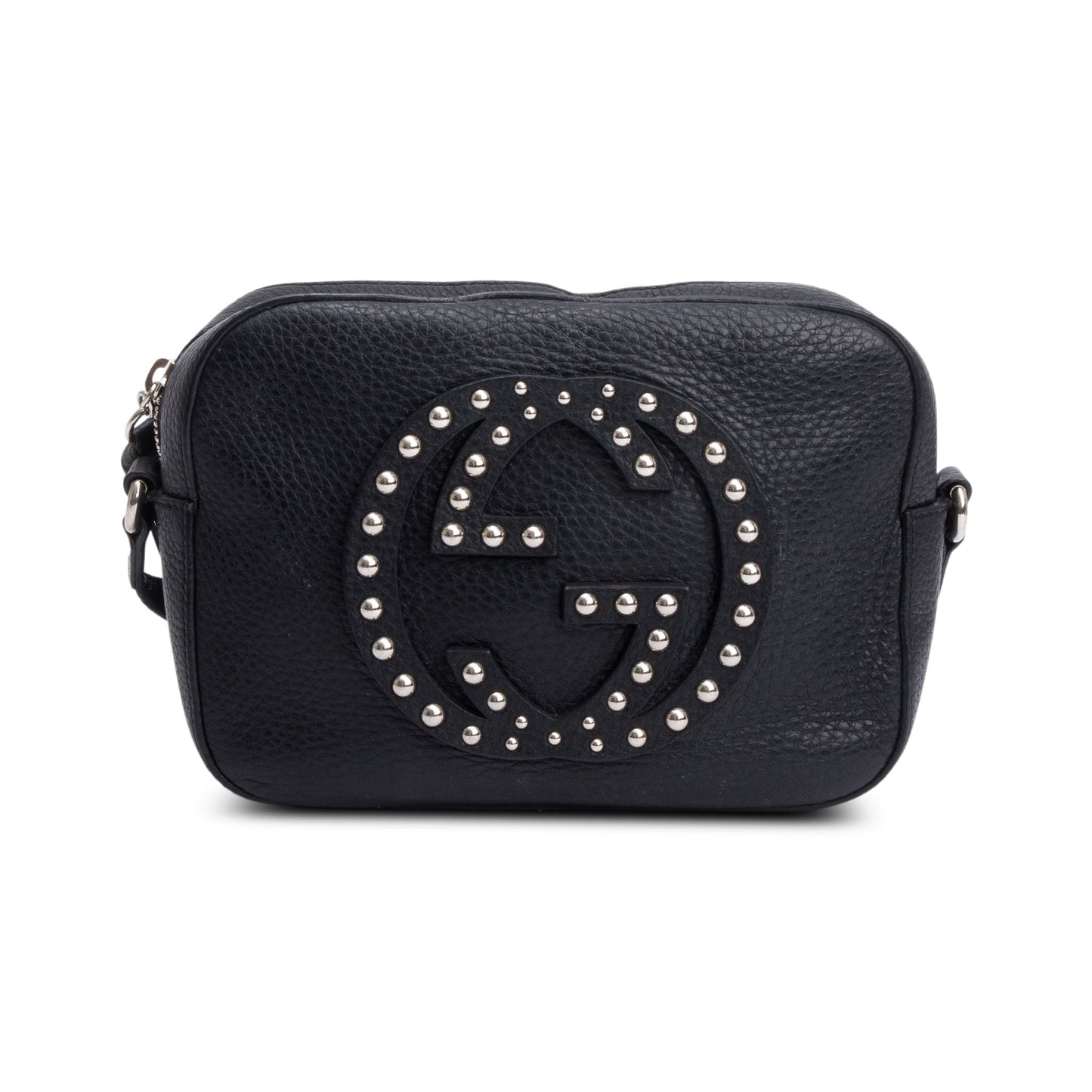 Gucci Black Pebbled Calfskin Leather Studded Small Soho Disco Bag
