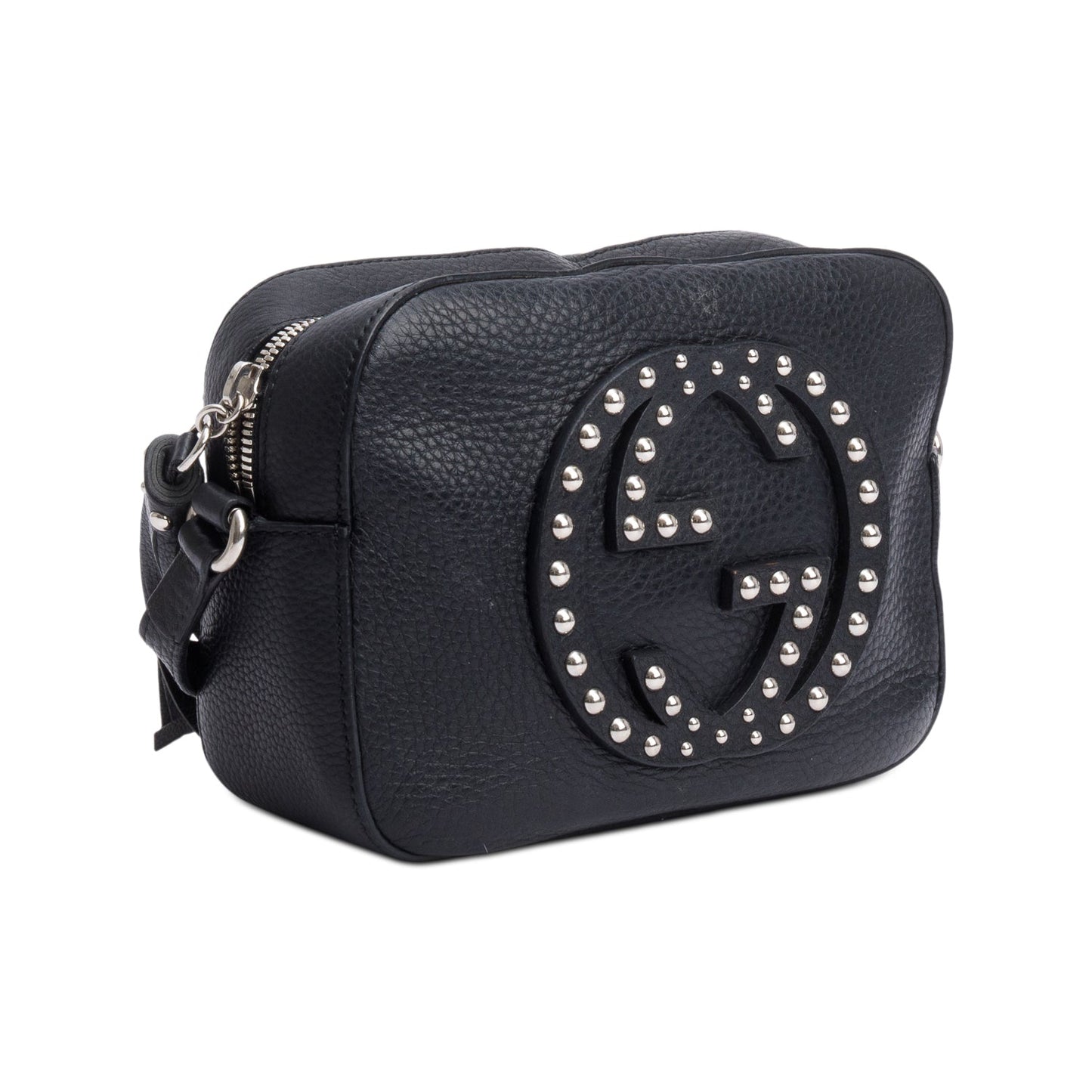 Gucci Black Pebbled Calfskin Leather Studded Small Soho Disco Bag