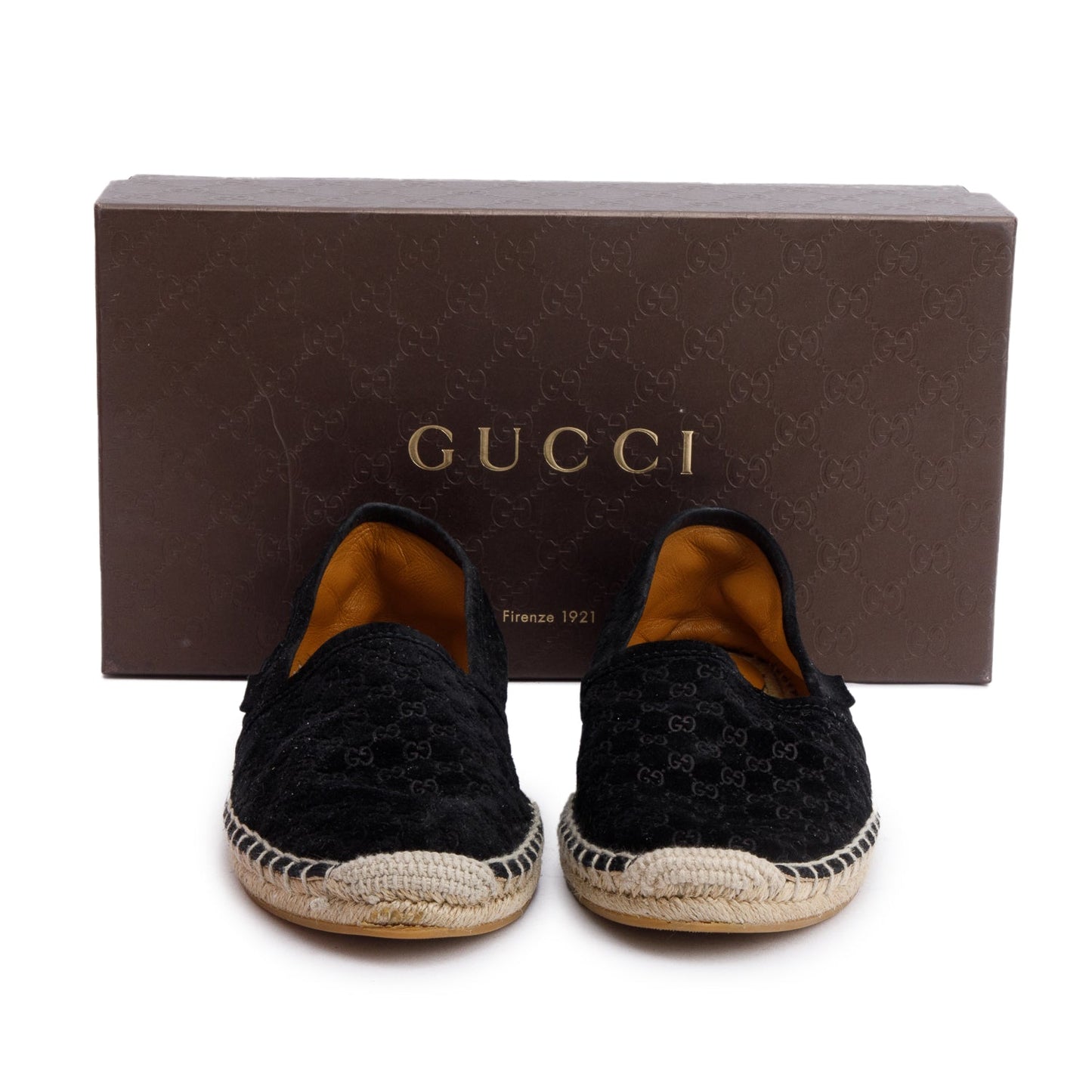 Gucci Black Micro GG Suede Espadrille, Size 37