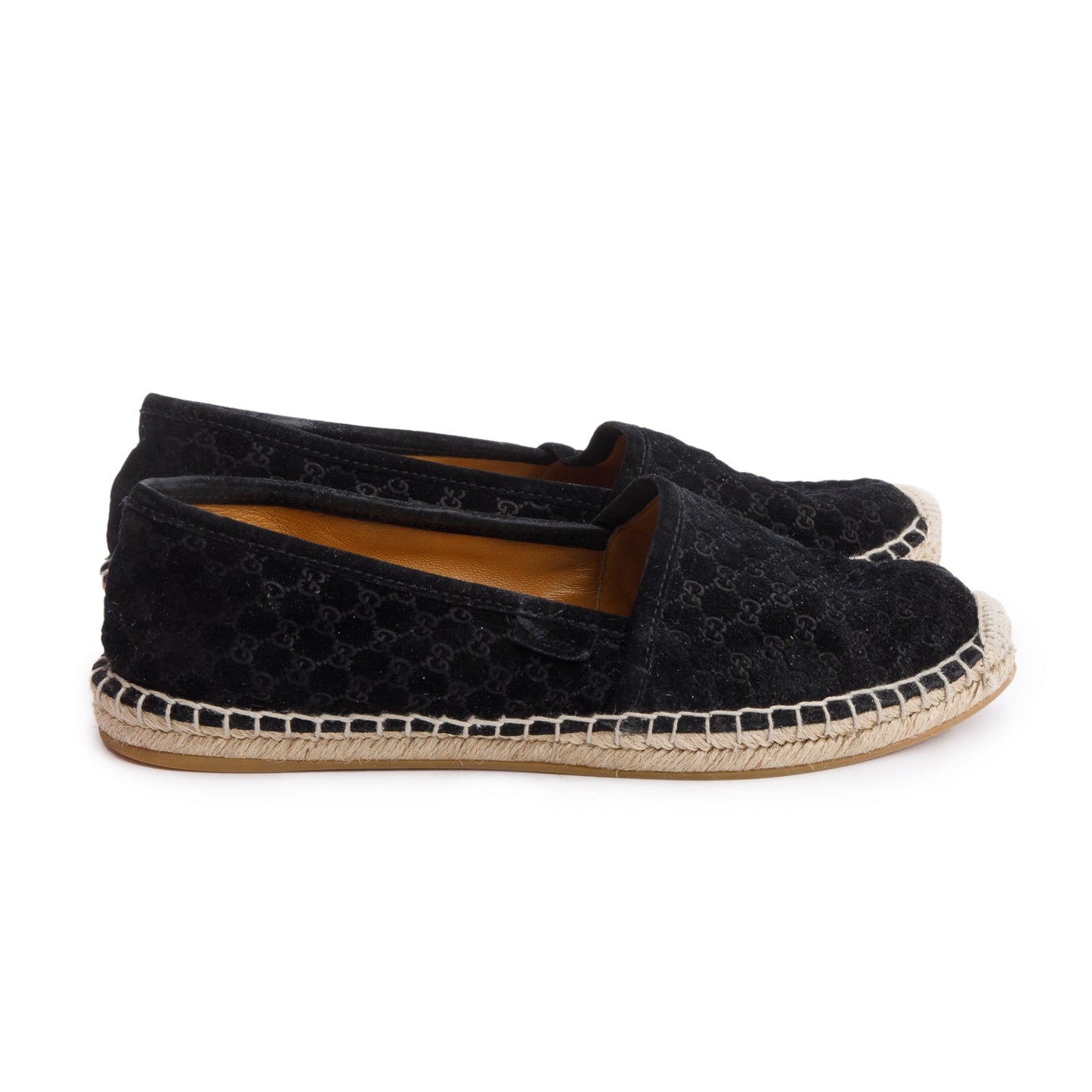 Gucci Black Micro GG Suede Espadrille, Size 37