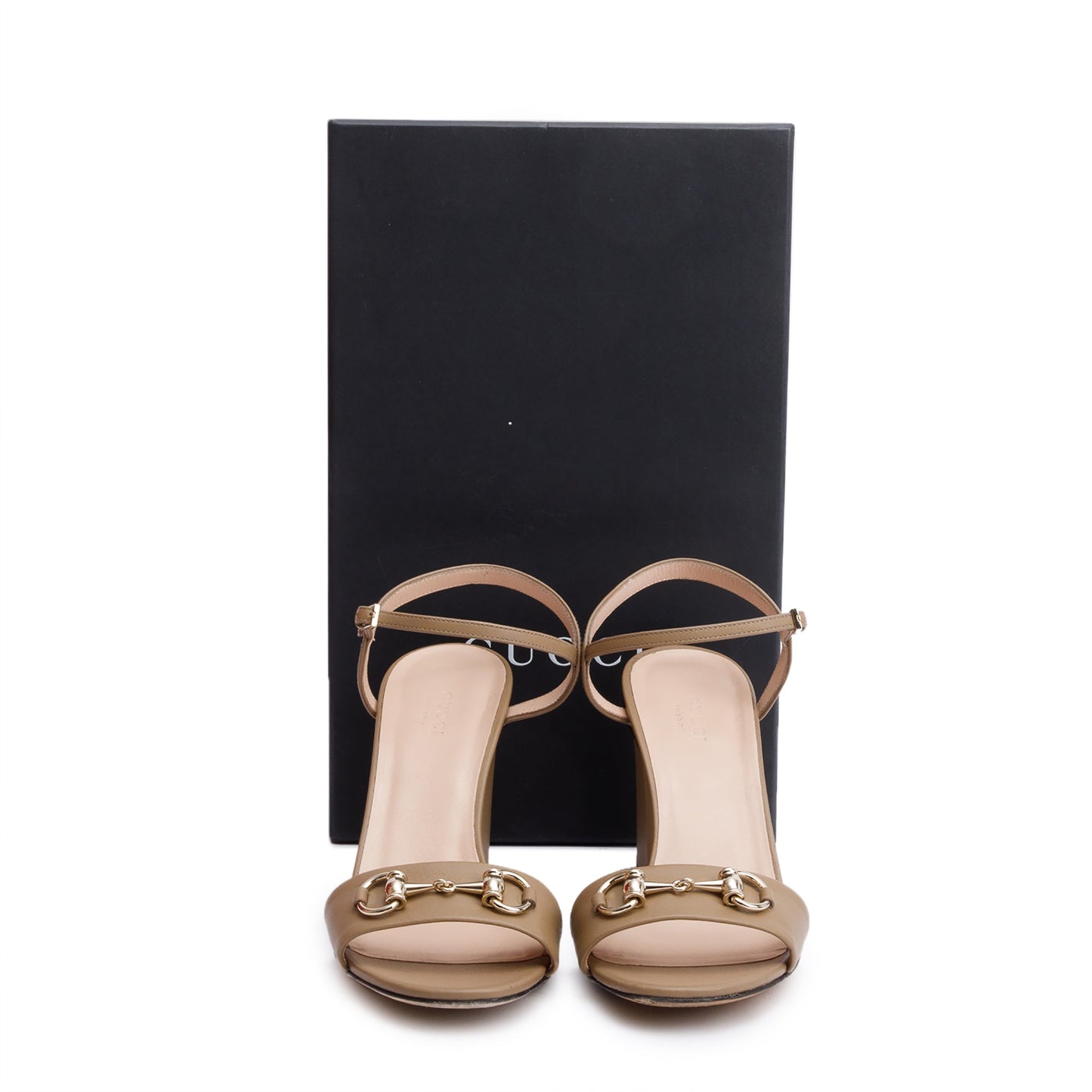 Gucci Beige Leather Horsebit Accent Slingback Sandals, Size 39