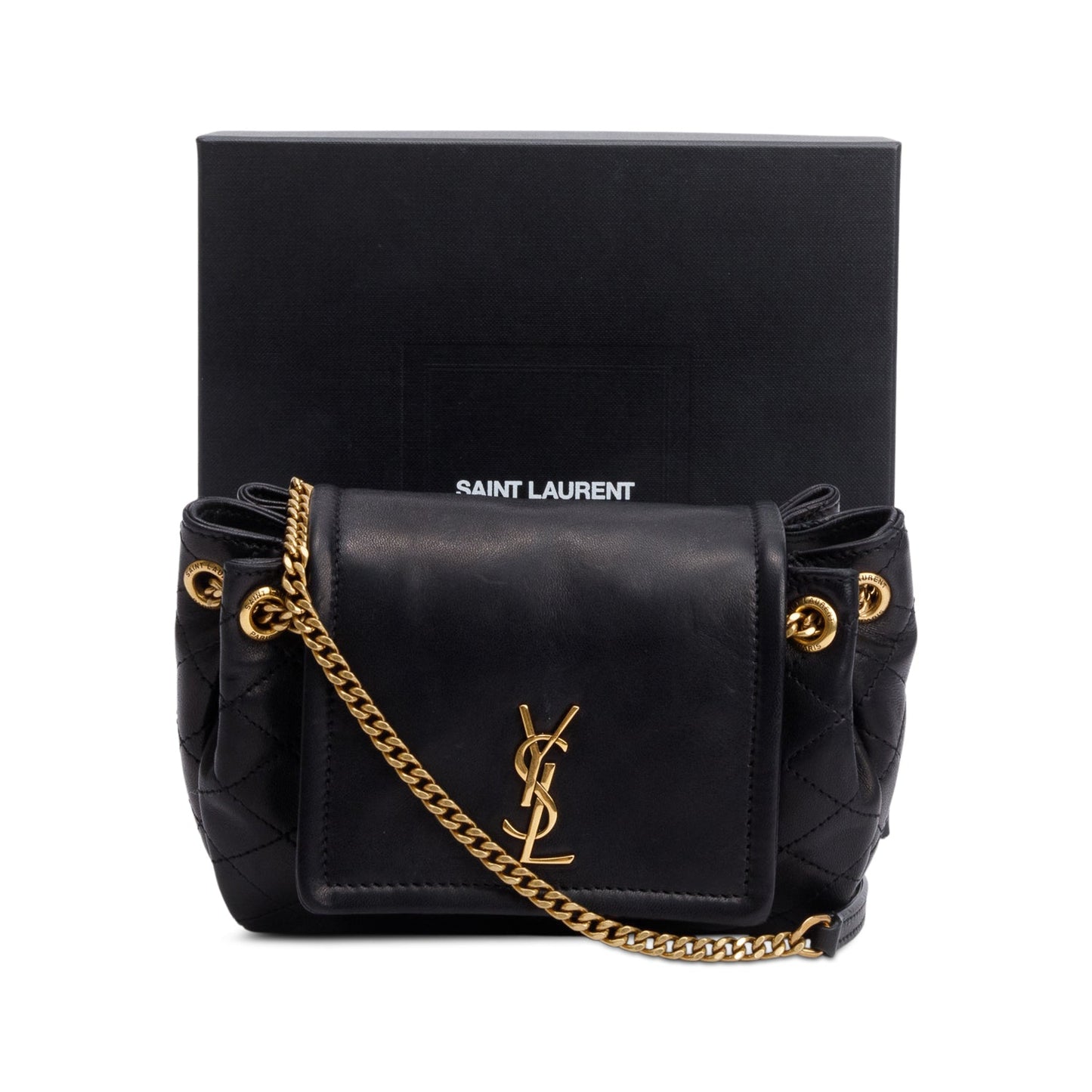 Saint Laurent Black Lambskin Leather Mini Nolita Shoulder Bag