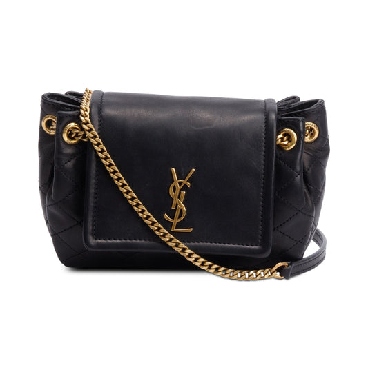 Saint Laurent Black Lambskin Leather Mini Nolita Shoulder Bag