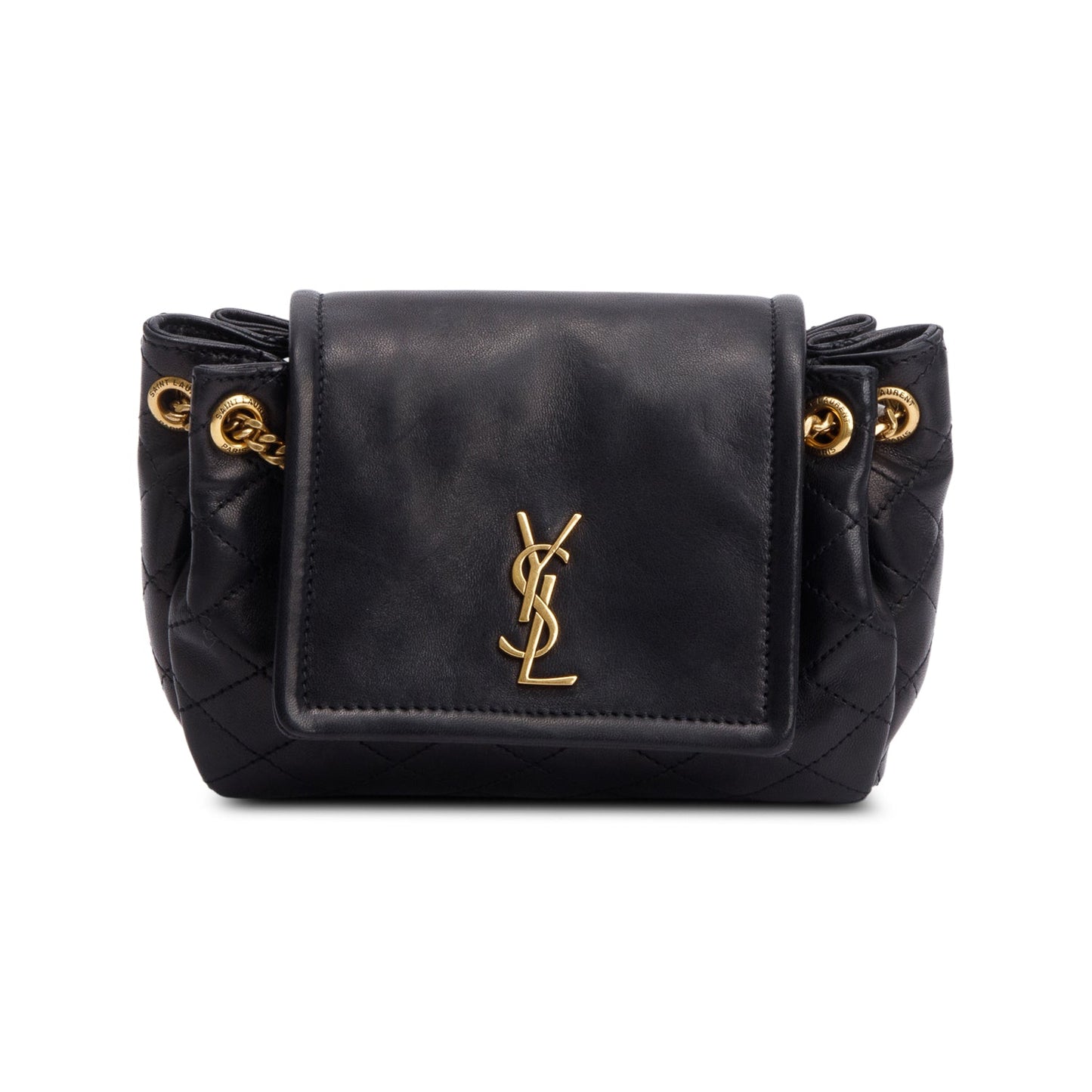 Saint Laurent Black Lambskin Leather Mini Nolita Shoulder Bag