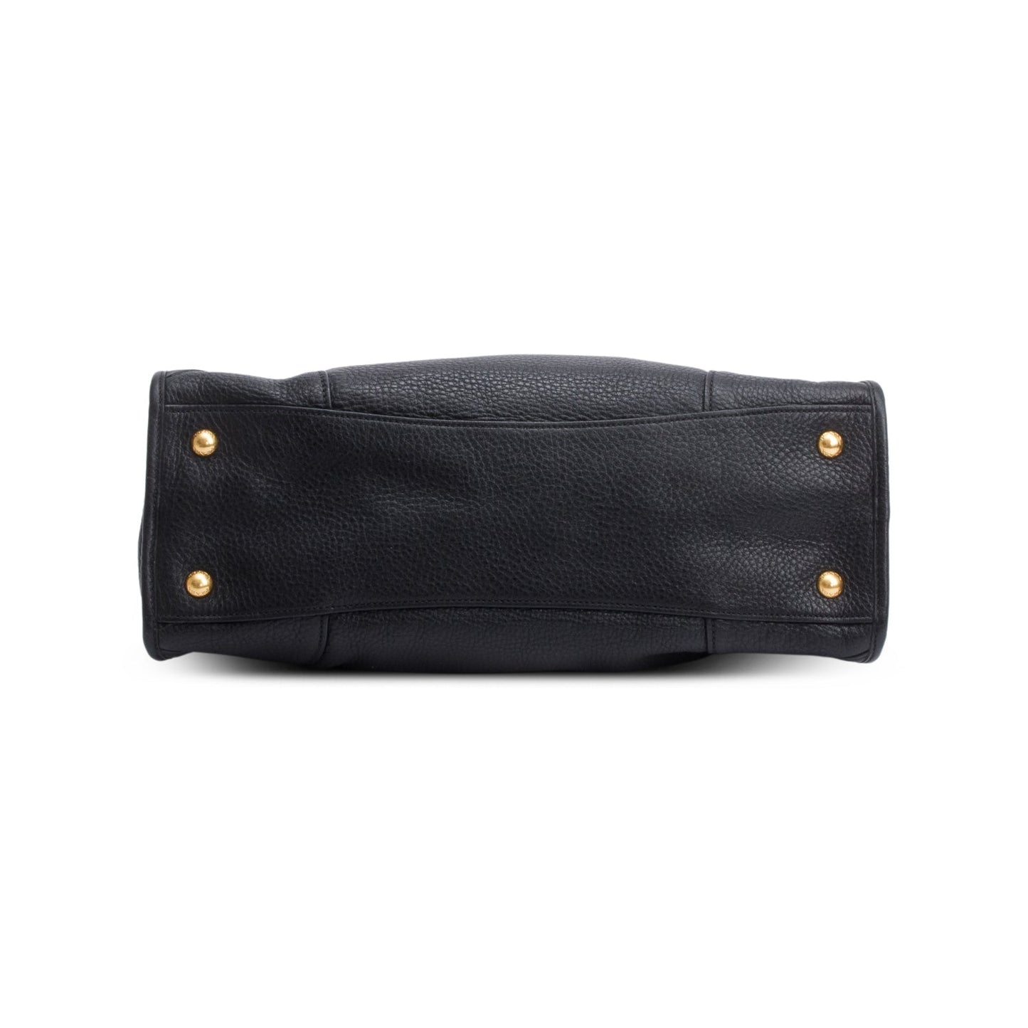 Prada Black Vitello Daino Leather Zip Convertible Tote
