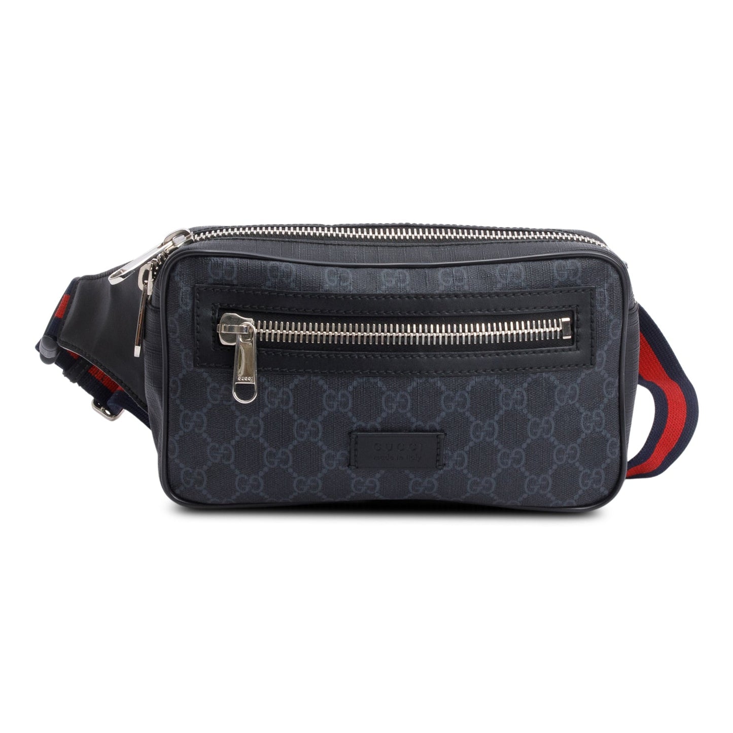 Gucci Black GG Supreme Belt Bag with Zip Pocket