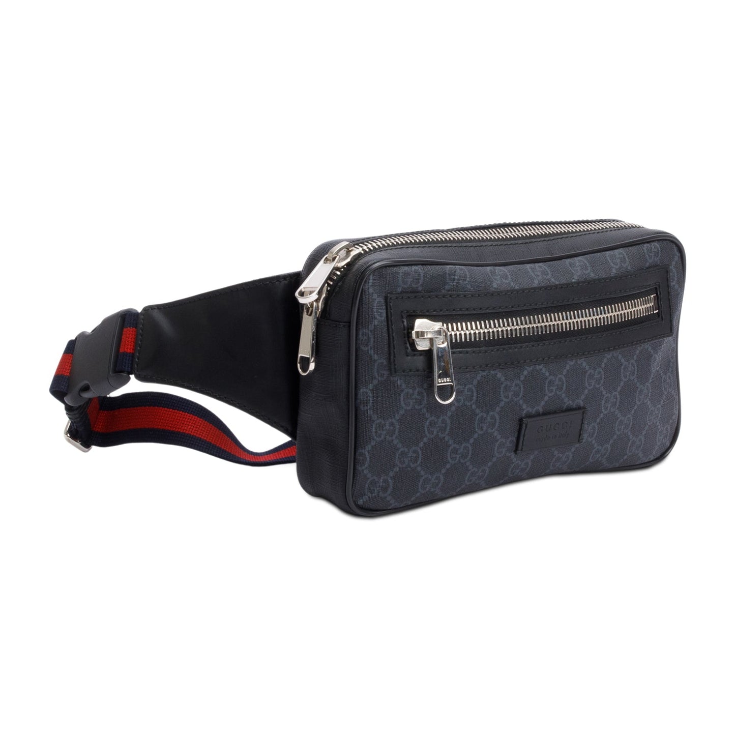 Gucci Black GG Supreme Belt Bag with Zip Pocket