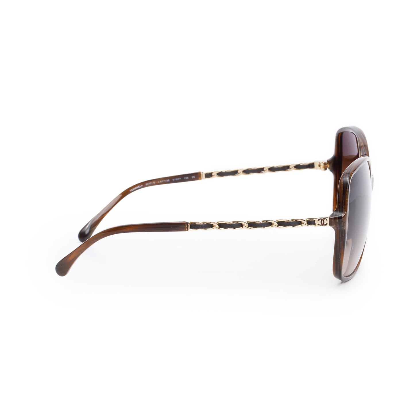 Chanel 5210-Q Chain Link Leather Interlocking CC Accent Square Sunglasses