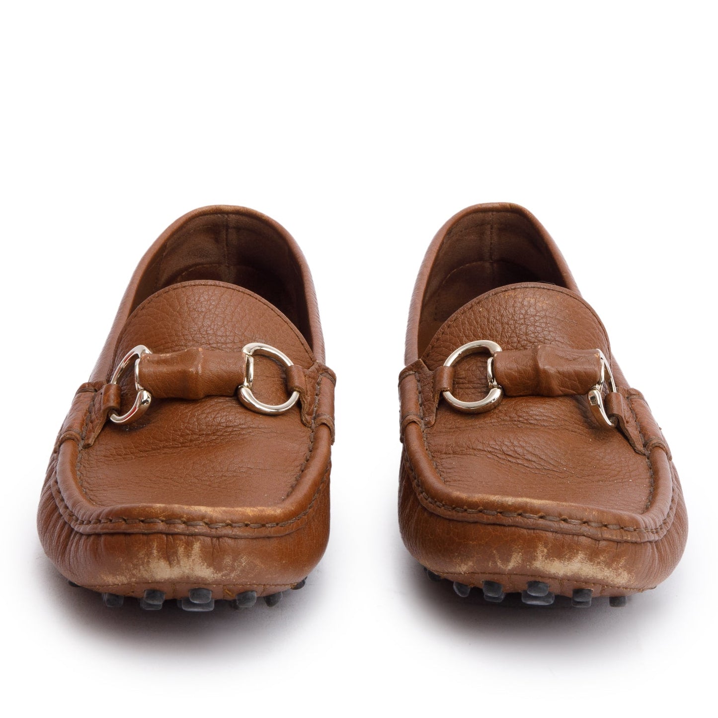 Gucci Brown Leather Horsebit Accent Loafers, Size 37