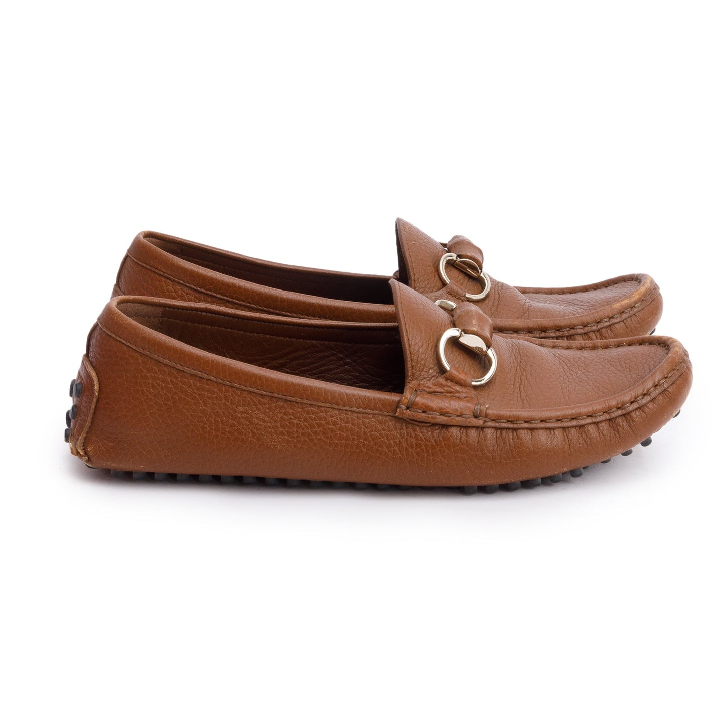Gucci Brown Leather Horsebit Accent Loafers, Size 37