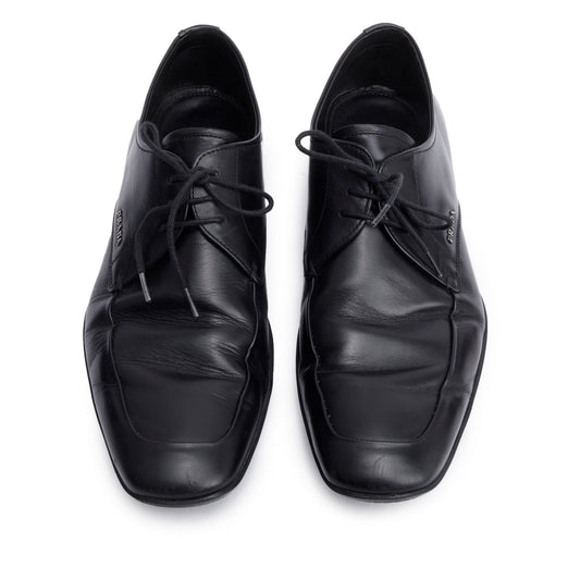 Prada Black Leather Laced Oxford Men's Shoes, Size 7