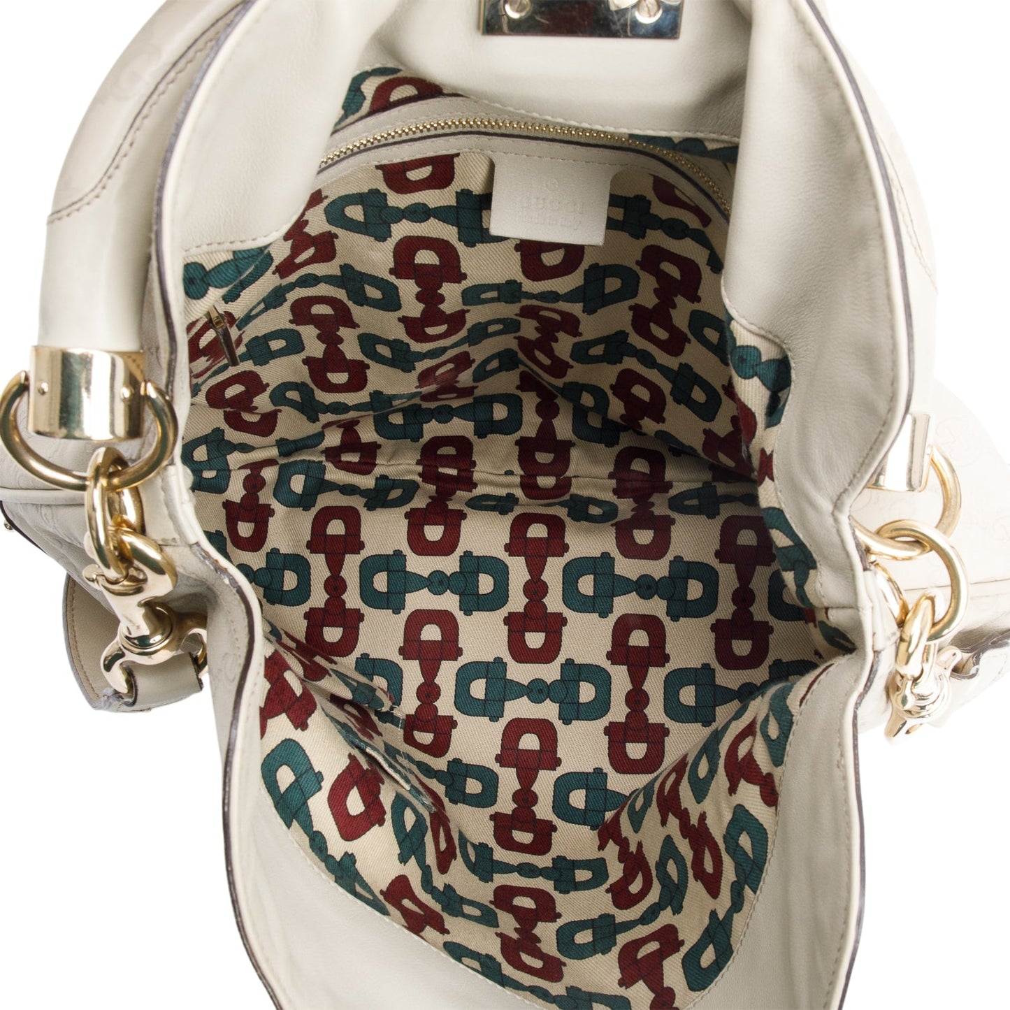 Gucci Ivory Guccissima Leather Medium Bamboo Indy Tassel Hobo