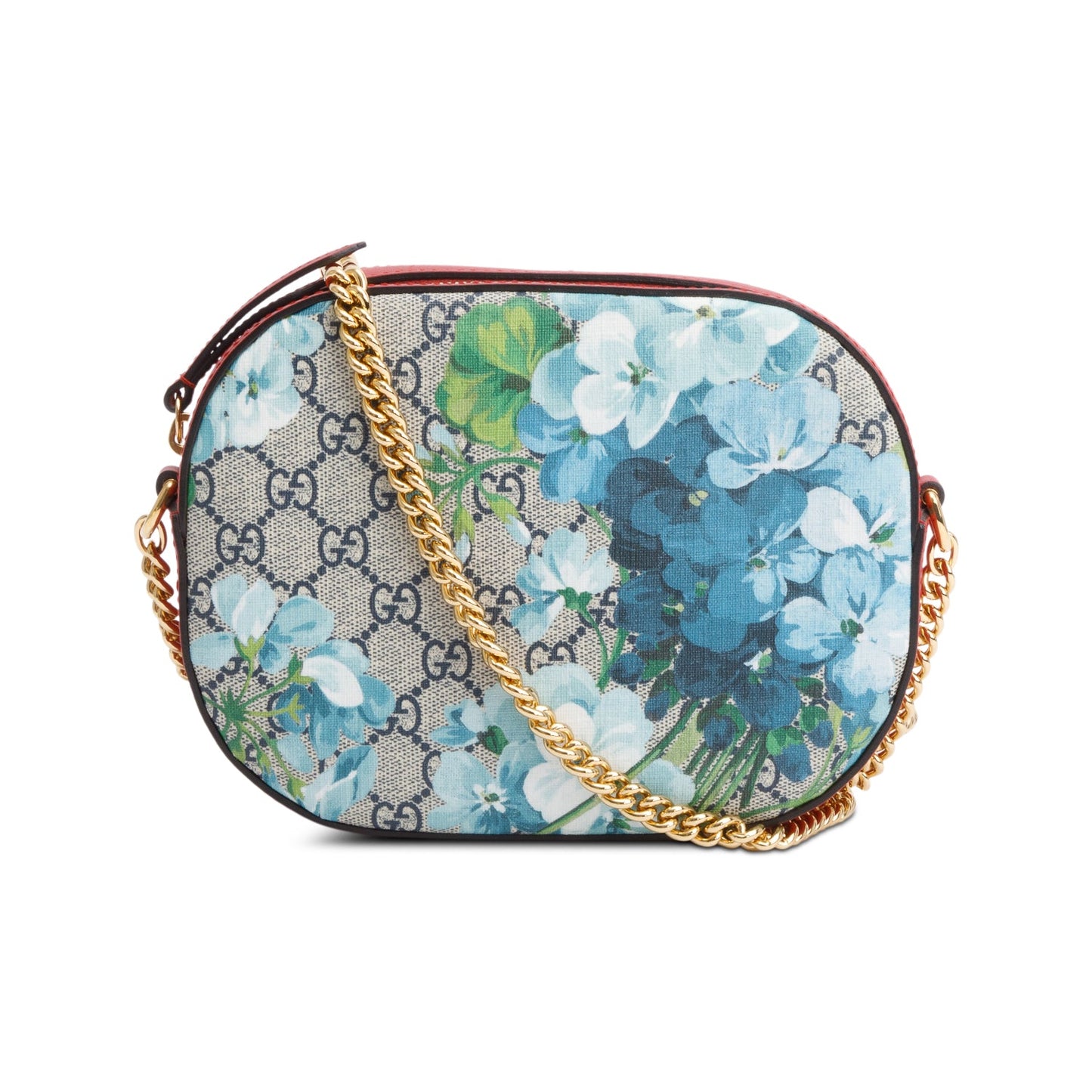 Gucci GG Supreme Red Leather Blooms Chain Crossbody Bag