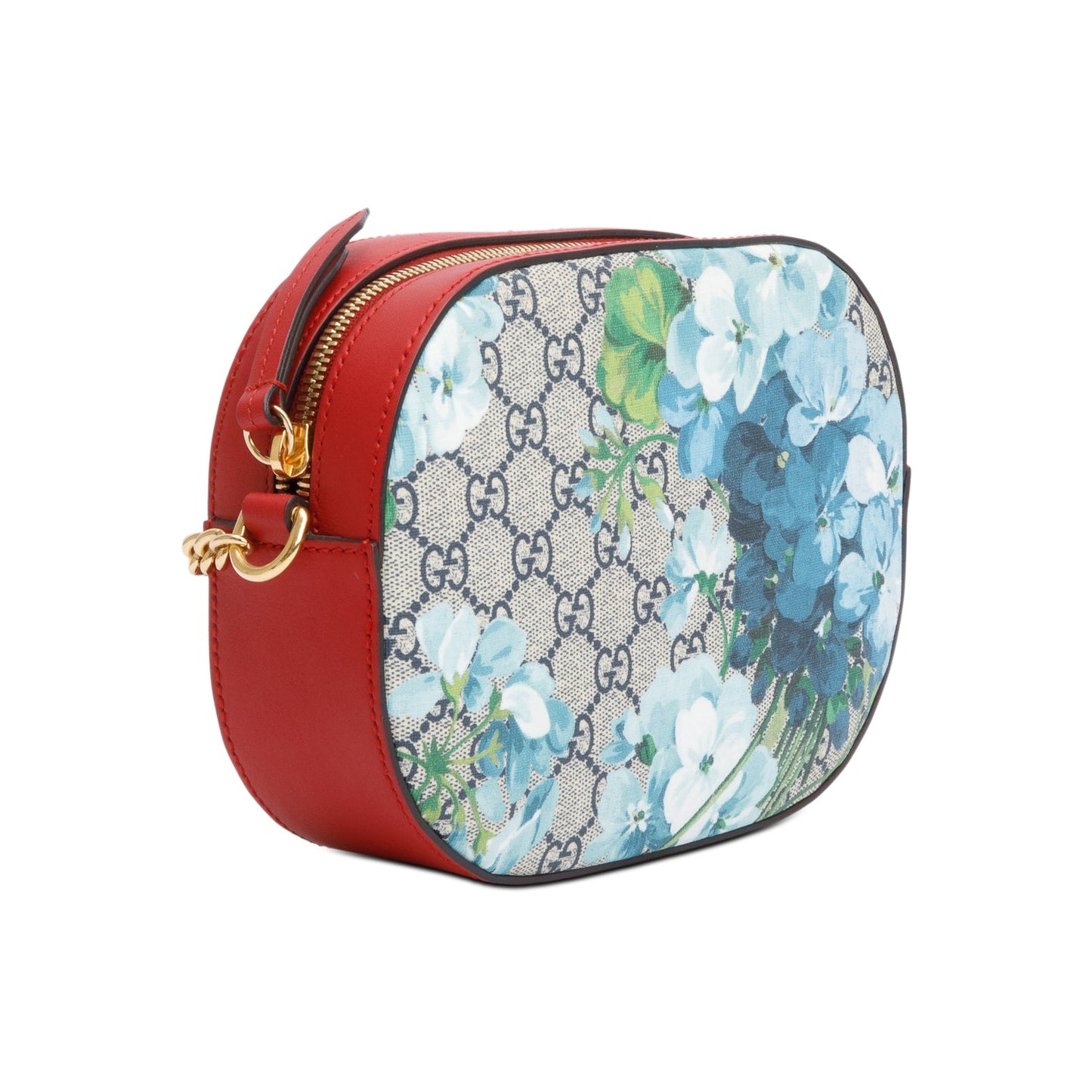 Gucci GG Supreme Red Leather Blooms Chain Crossbody Bag