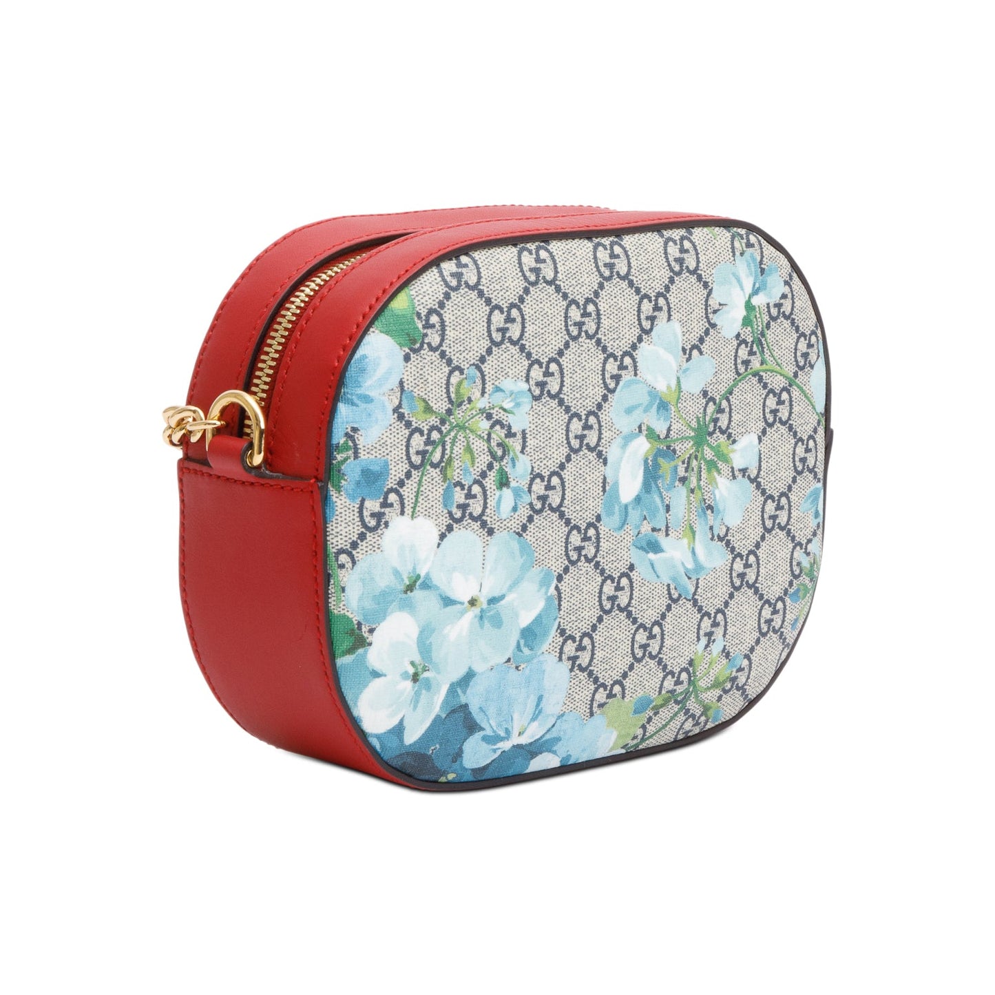 Gucci GG Supreme Red Leather Blooms Chain Crossbody Bag