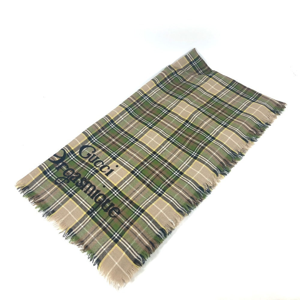 GUCCI shawl 620547 wool beige Check large format