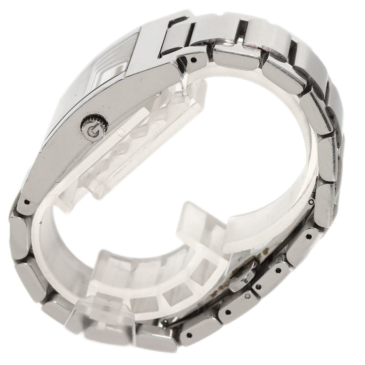 GUCCI Watches Quartz 7700M Stainless Steel , Stainless Steel Silver Square face black dial mens