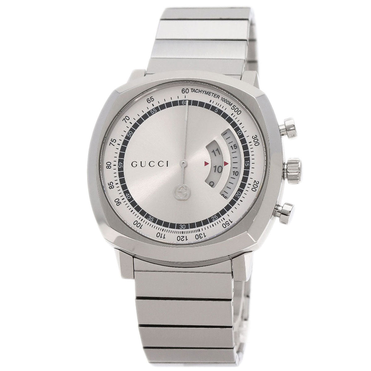 GUCCI Watches Quartz YA157302 Stainless Steel , Stainless Steel Silver Grip Chronograph Silver dial mens