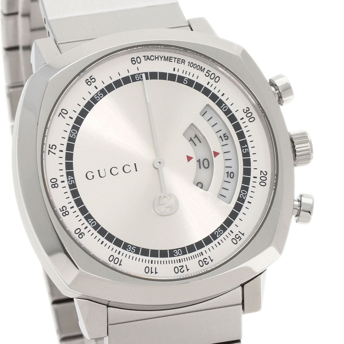 GUCCI Watches Quartz YA157302 Stainless Steel , Stainless Steel Silver Grip Chronograph Silver dial mens