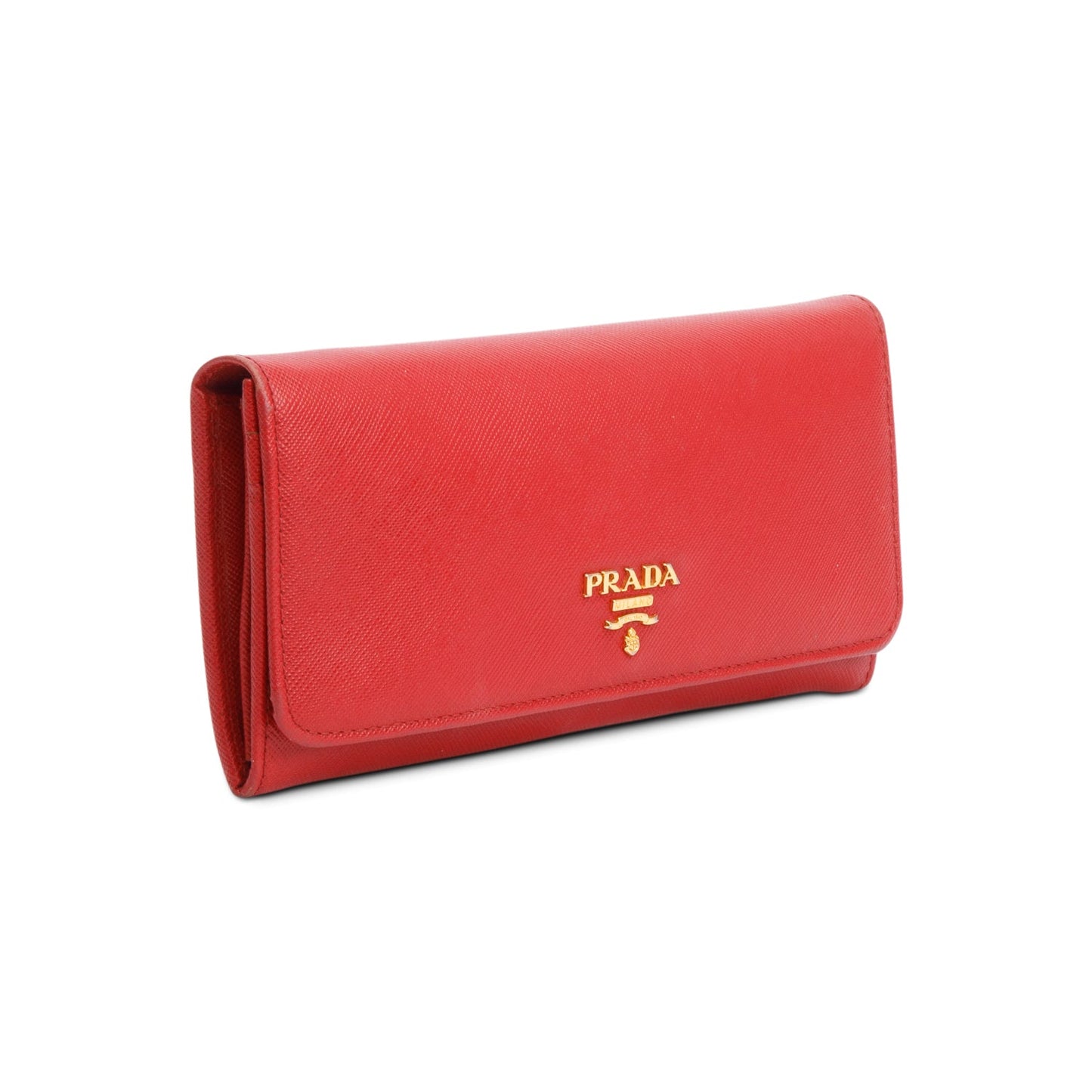 Prada Red Saffiano Leather Continental Wallet