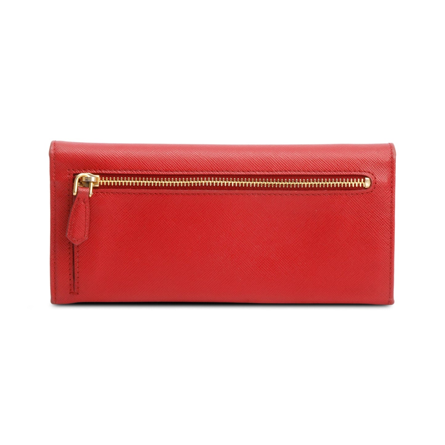 Prada Red Saffiano Leather Continental Wallet