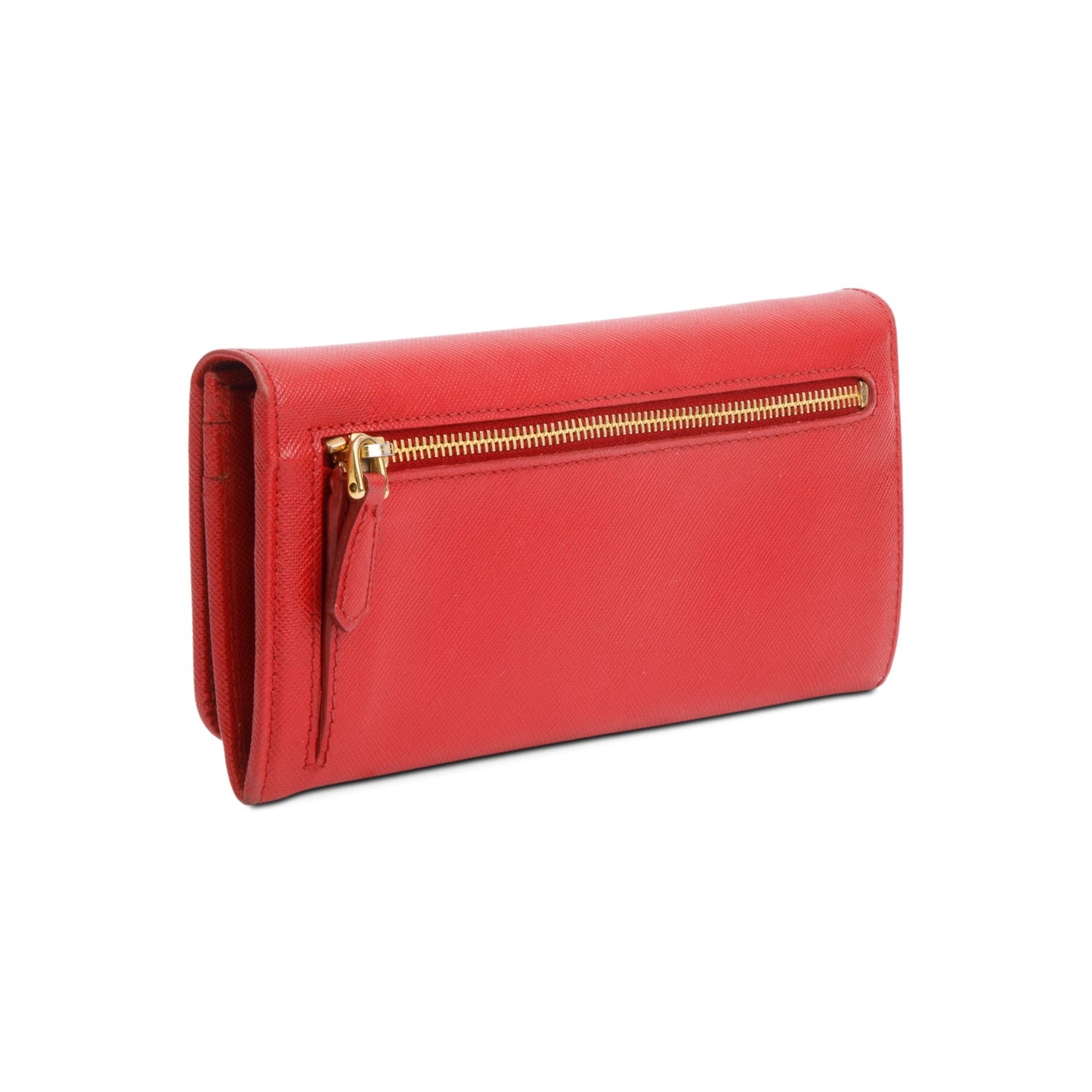 Prada Red Saffiano Leather Continental Wallet