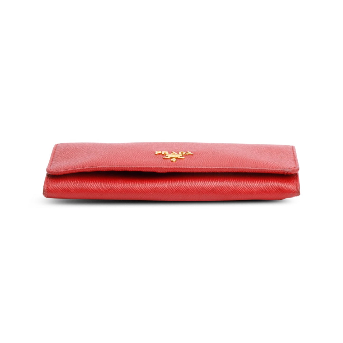 Prada Red Saffiano Leather Continental Wallet