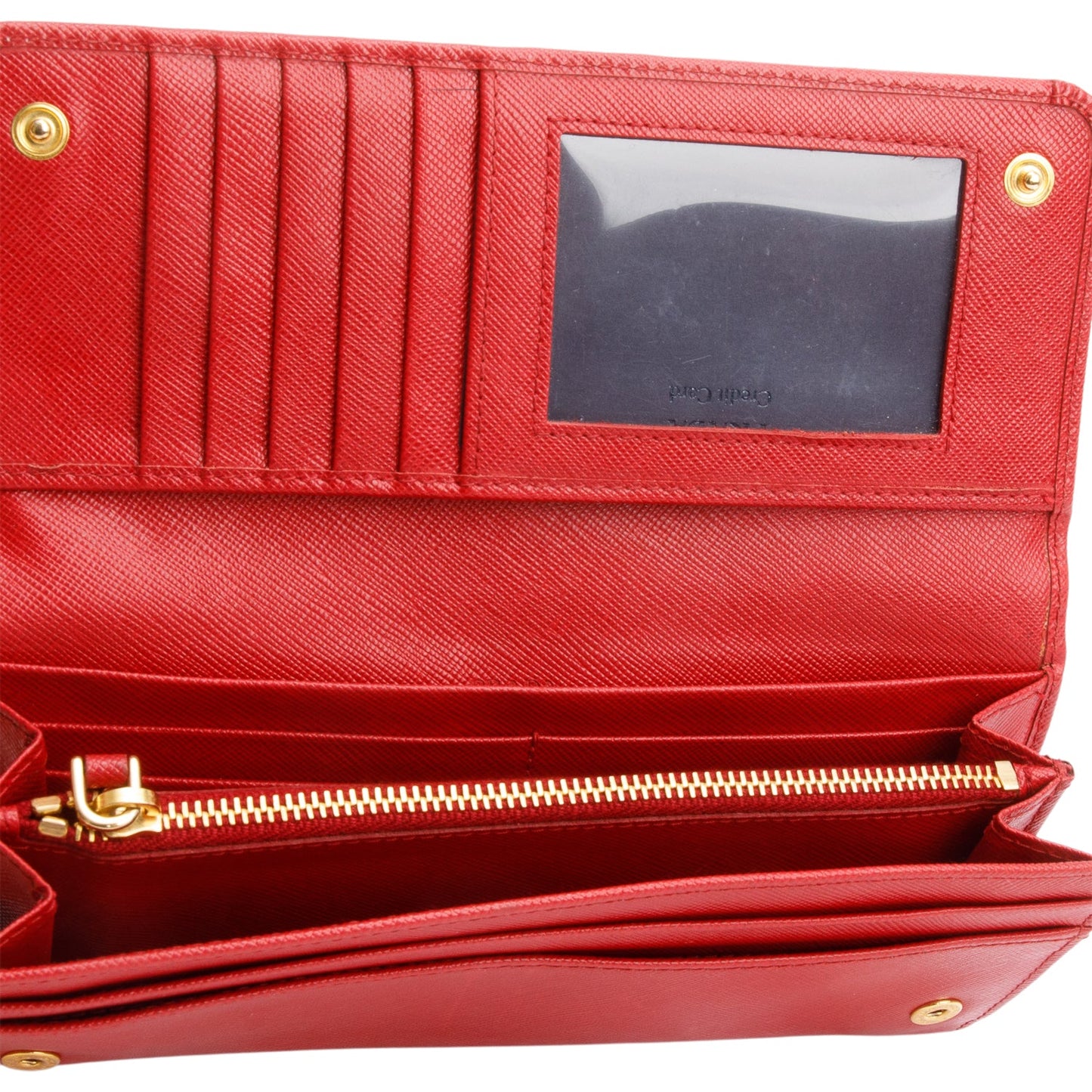 Prada Red Saffiano Leather Continental Wallet