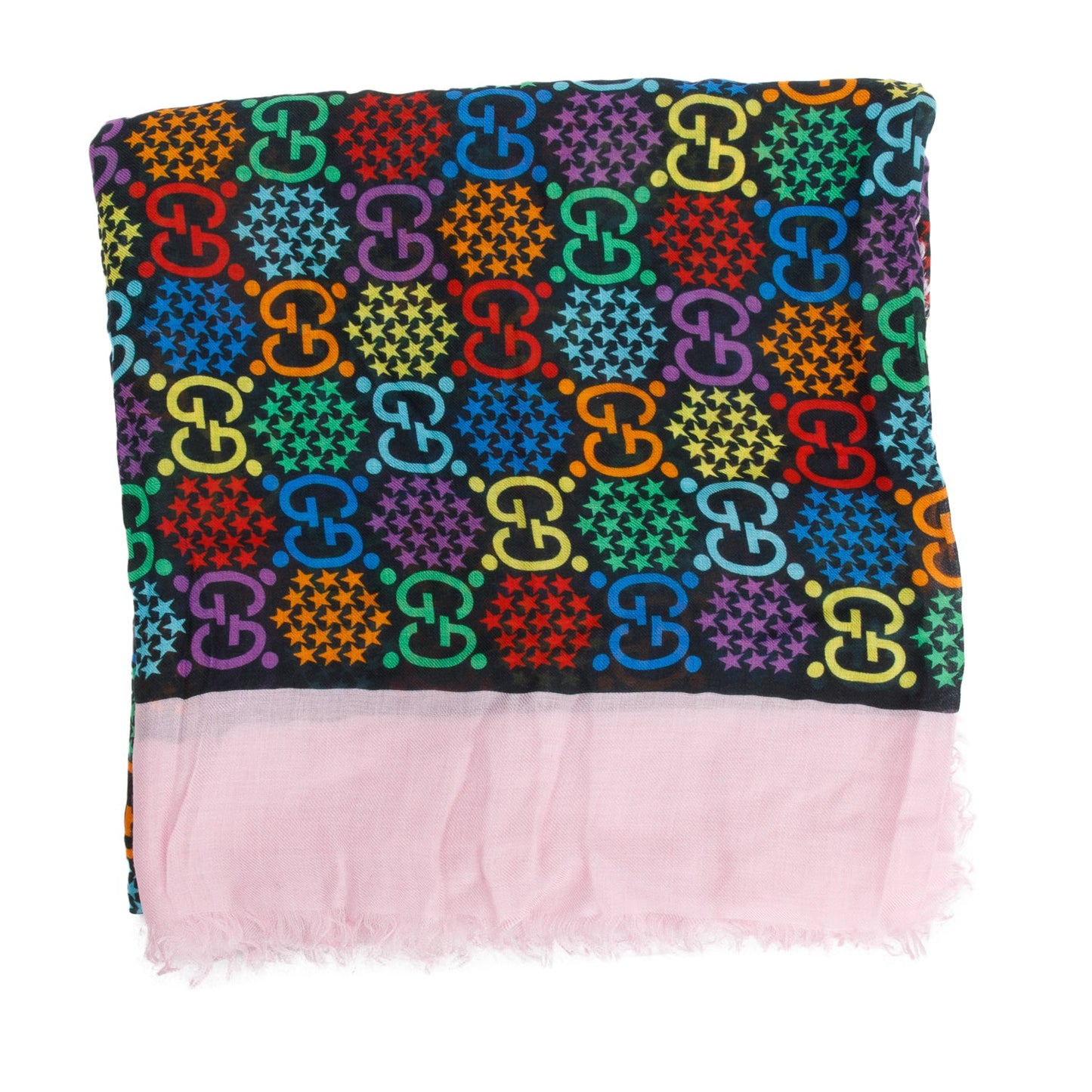 Gucci Black/Pink Multicolor Lady GG  Psychedelic Silk Square Scarf