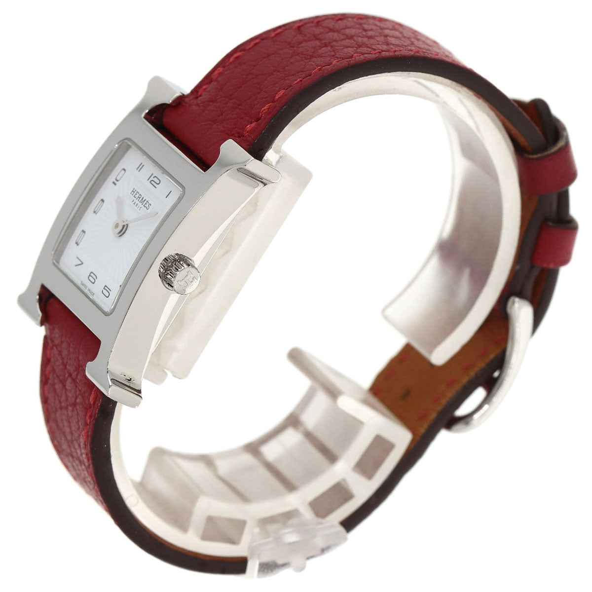 HERMES Watches Quartz HH11.210 Stainless Steel, Leather Silver H watch white dial Women