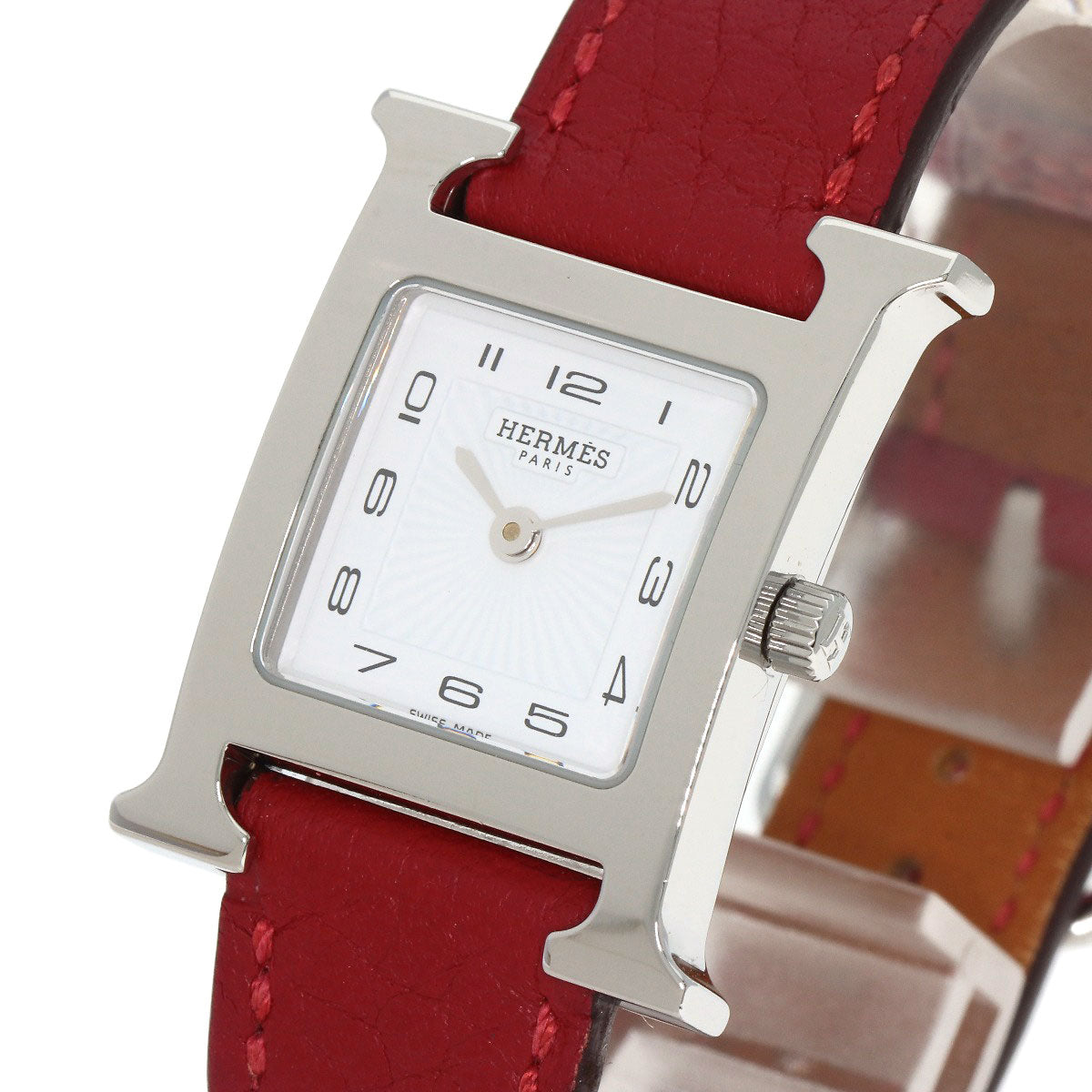 HERMES Watches Quartz HH11.210 Stainless Steel, Leather Silver H watch white dial Women