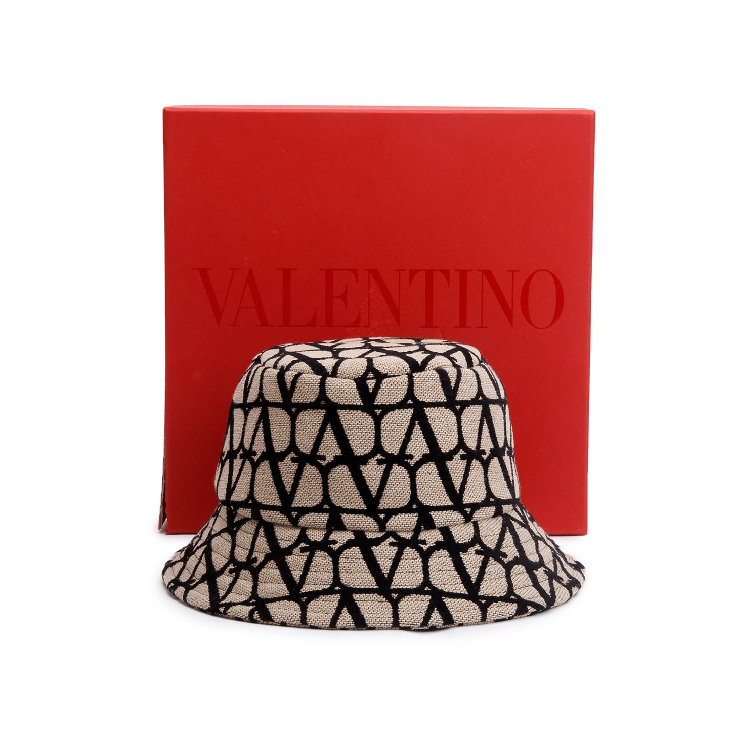 Valentino Beige/Black Iconographe Canvs Bucket Hat