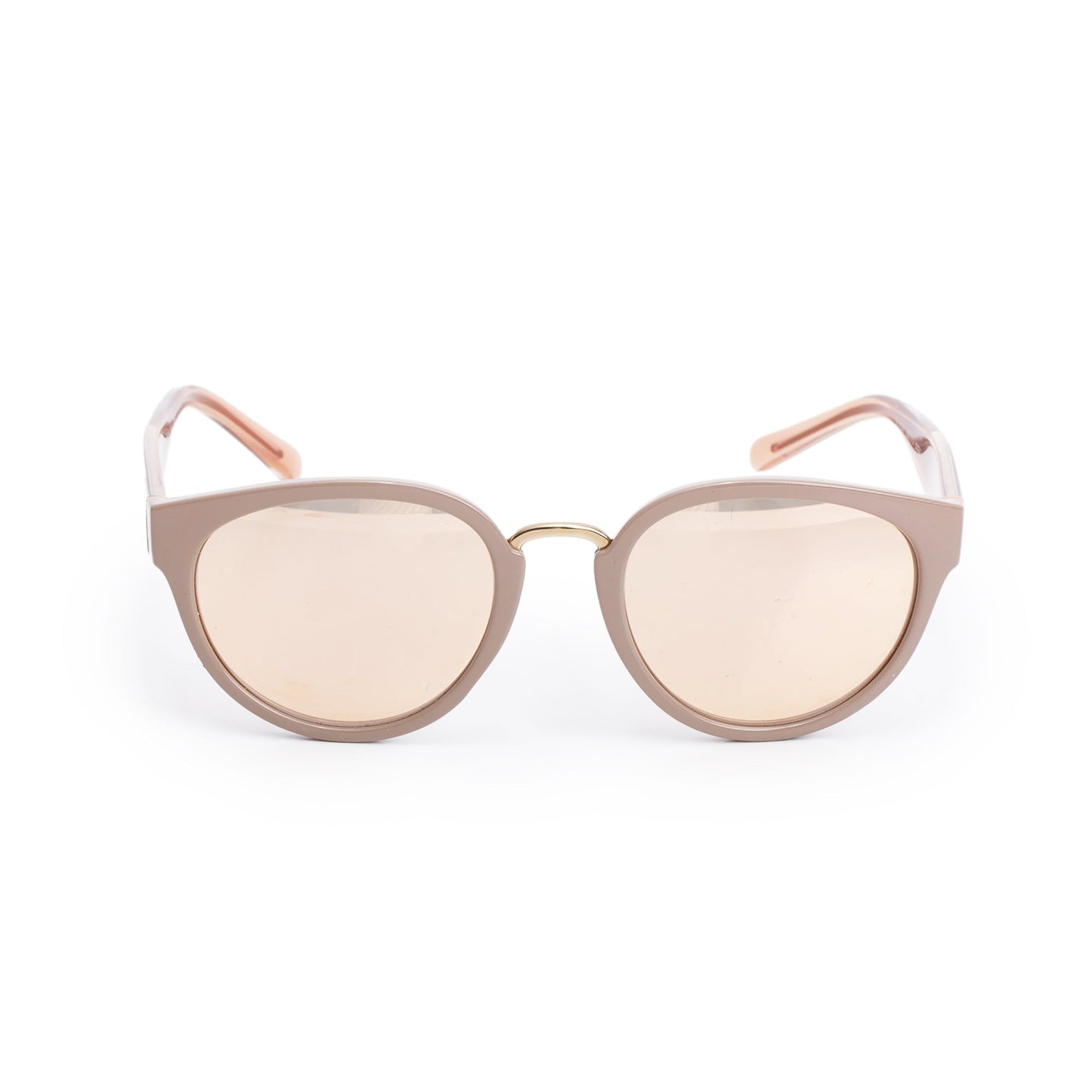 Burberry B 4249 Beige Acetate Check Trim Cat-Eye Mirrored Sunglasses
