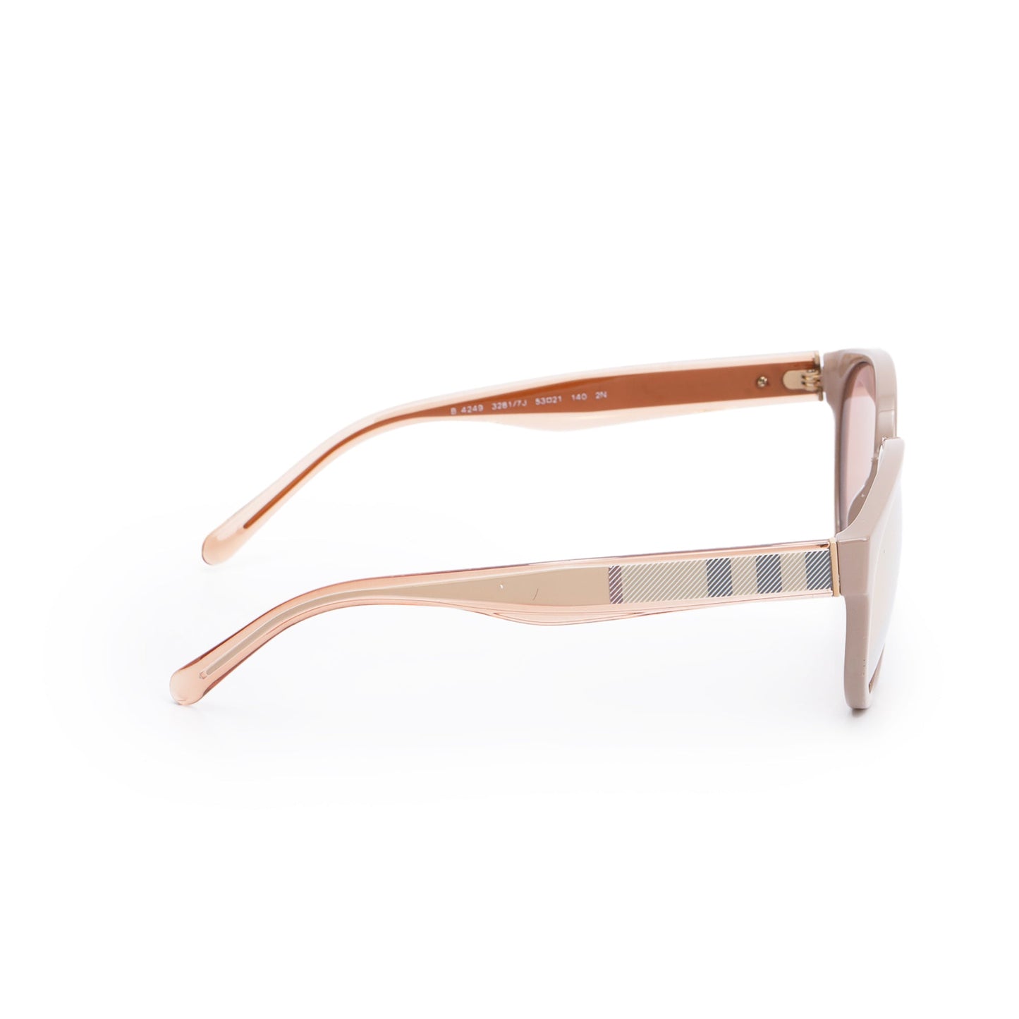 Burberry B 4249 Beige Acetate Check Trim Cat-Eye Mirrored Sunglasses