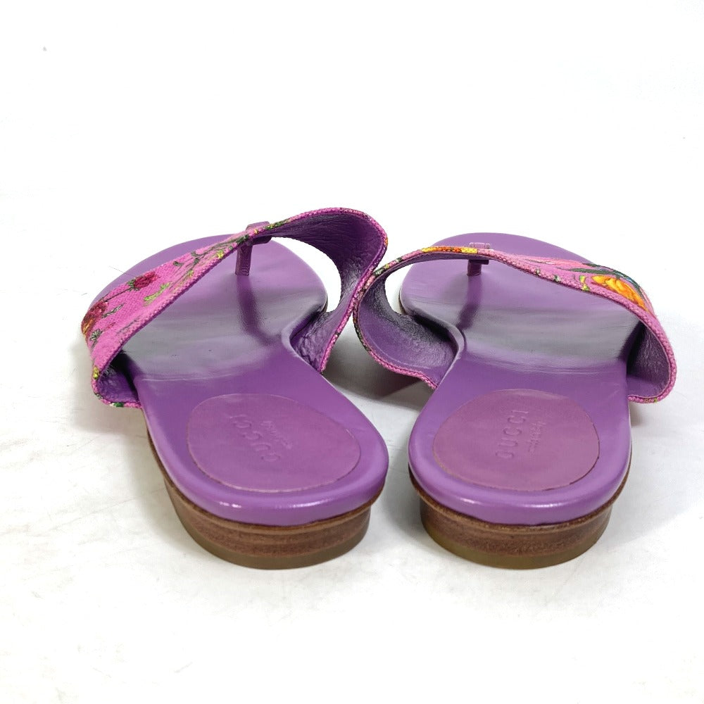 GUCCI Sandals 155100 Canvas/Leather, Canvas x Leather purple flat Flora floral pattern flower mens 7.5