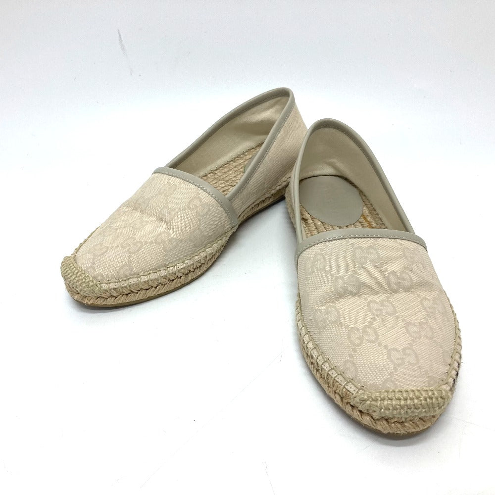 GUCCI Slip-on 466902 canvas beige GG canvas espadrilles Women 35 1/2