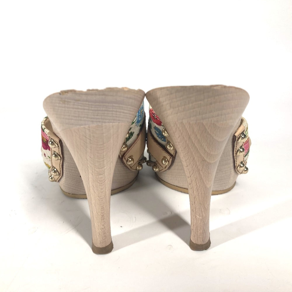 GUCCI Sandals 149910 Wood, Canvas multicolor Flora floral pattern flower Women 37