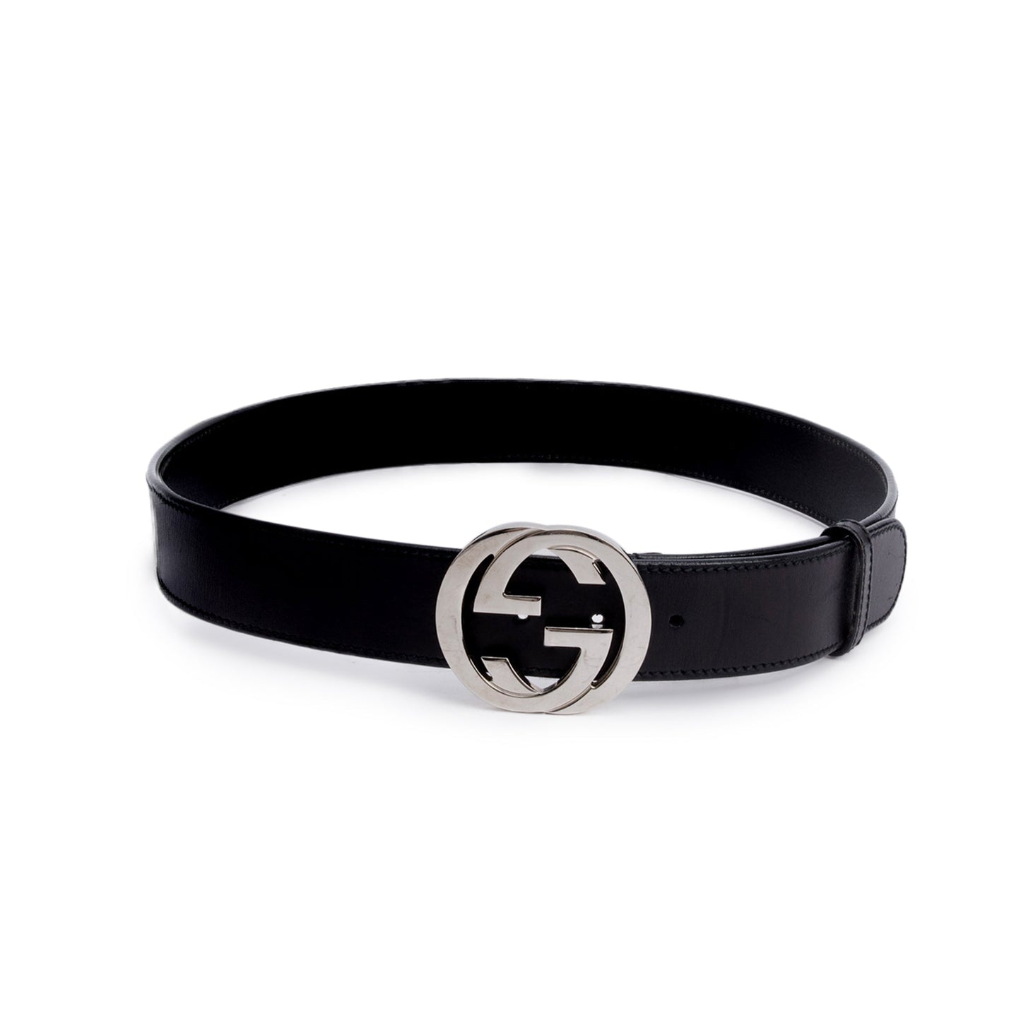 Gucci Black Leather Interlocking G Belt 90 36