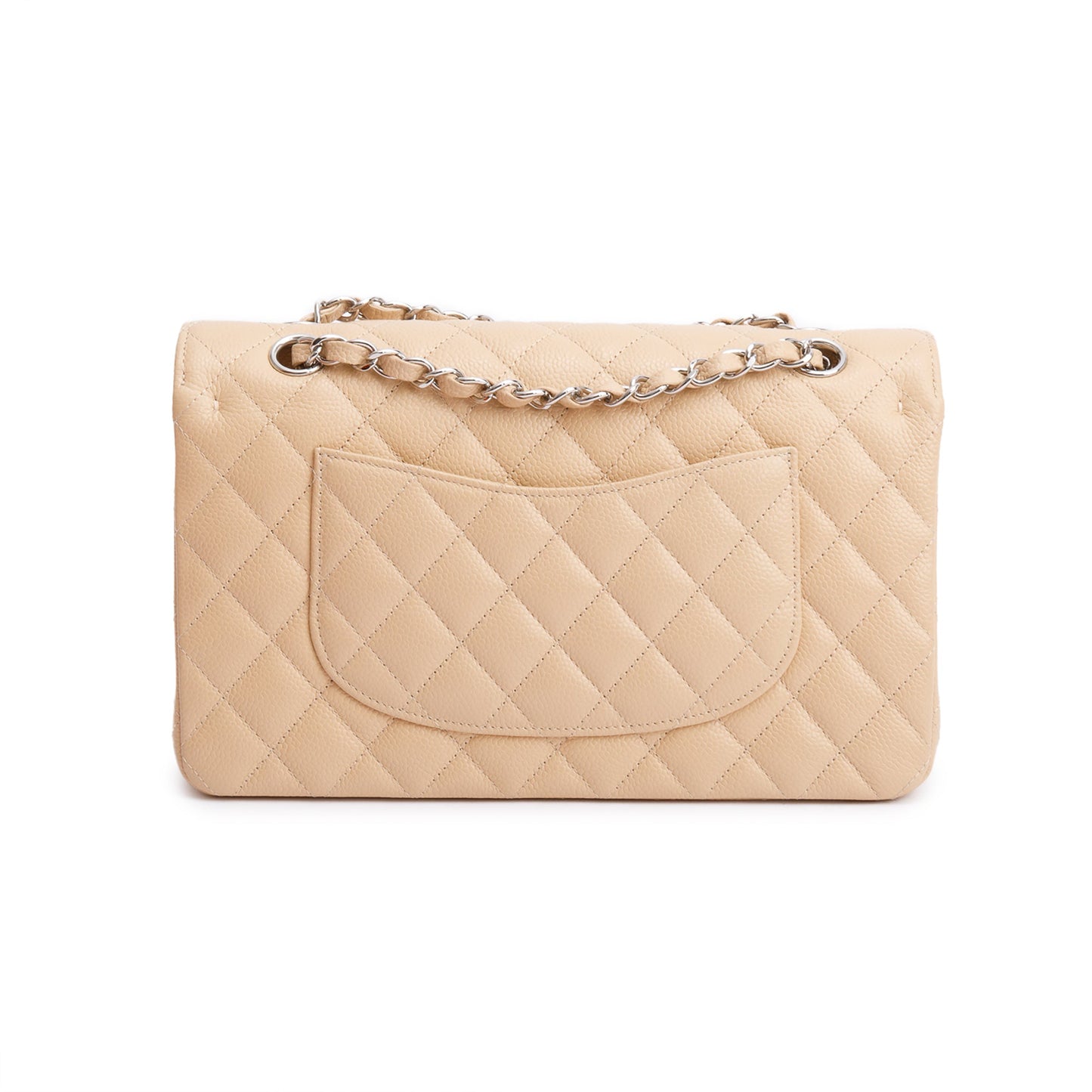 Chanel Beige Quilted Caviar Leather Classic Medium Double Flap Bag