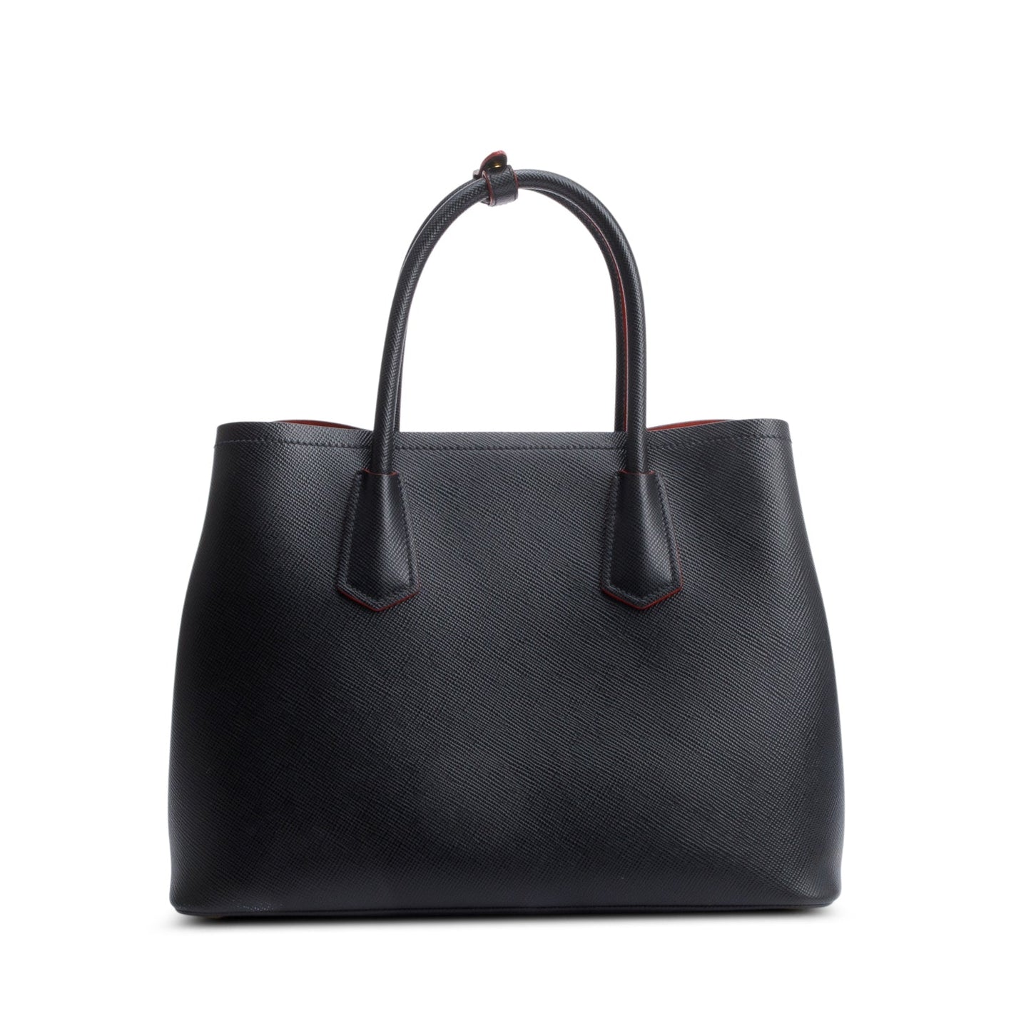 Prada Black Saffiano Lux Medium Cuir Double Tote